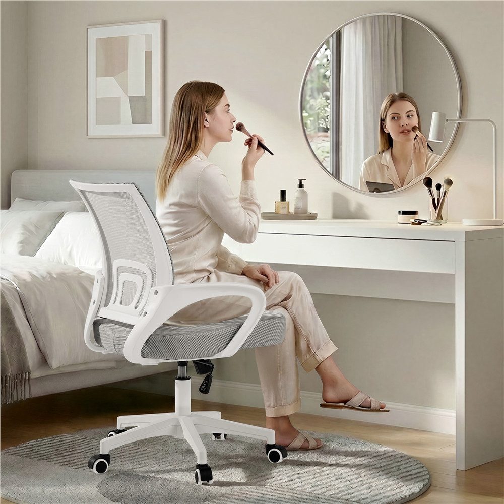 Yaheetech Bürostuhl Höhenverstellbarer Drehstuhl mit Schaukelfunktion, ergonomischer Schreibtischstuhl Arbeitsstuhl mit Netzrückenlehne – Bild 3 von 5