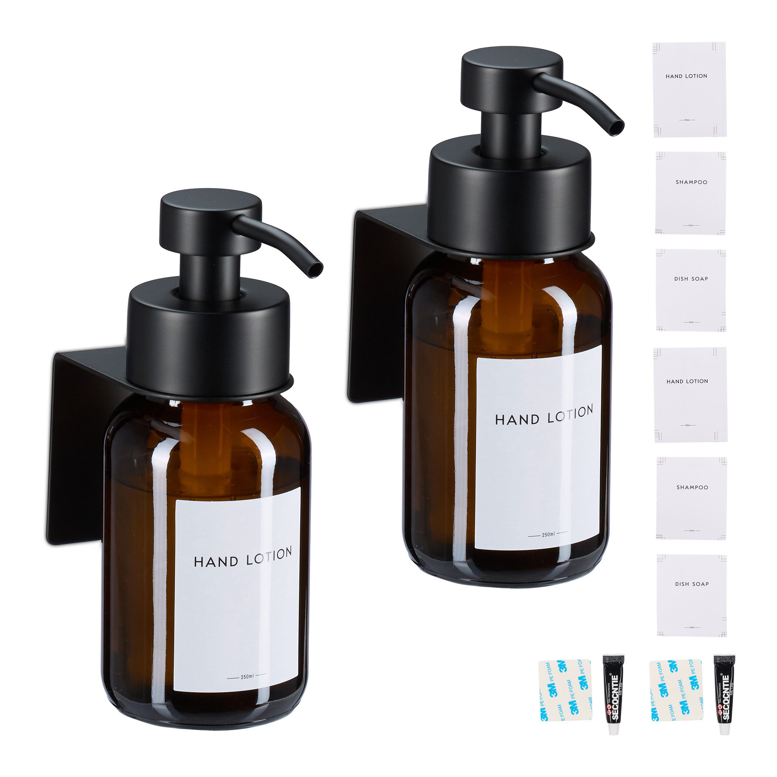 relaxdays Seifenspender zur Wandbefestigung, 2er Pack günstig online kaufen