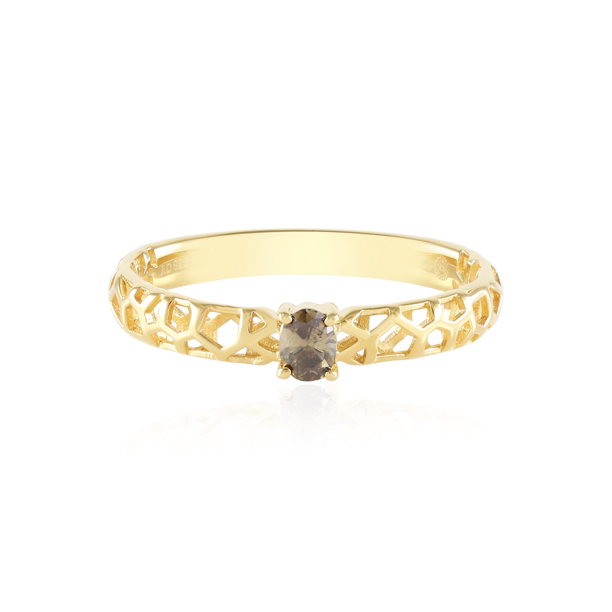 Cavill Diamantring Champagner-Diamant-Ring aus vergoldetem Silber (1-tlg)