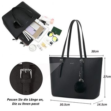 TAN.TOMI Shopper Damen Shopper klassisch elegante Handtasche Schwarz Schultertaschen, Groß Damen Handtasche, ​Geschenke für Frauen in schlichter Optik