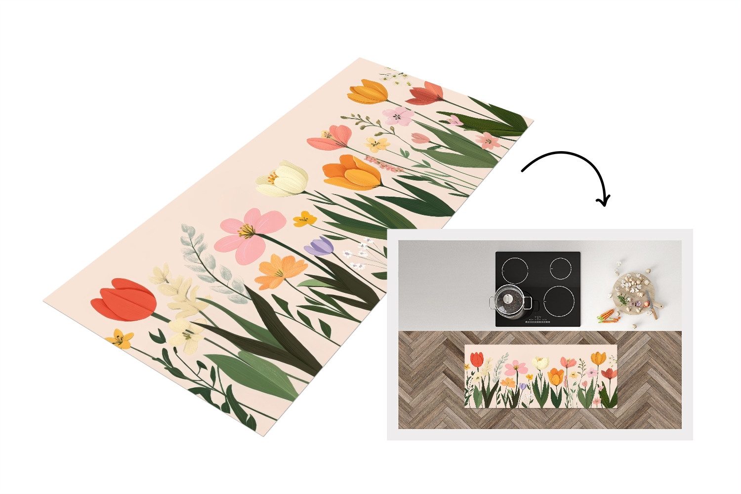 MuchoWow Küchenläufer Pastelltöne - Blumen - günstig online kaufen