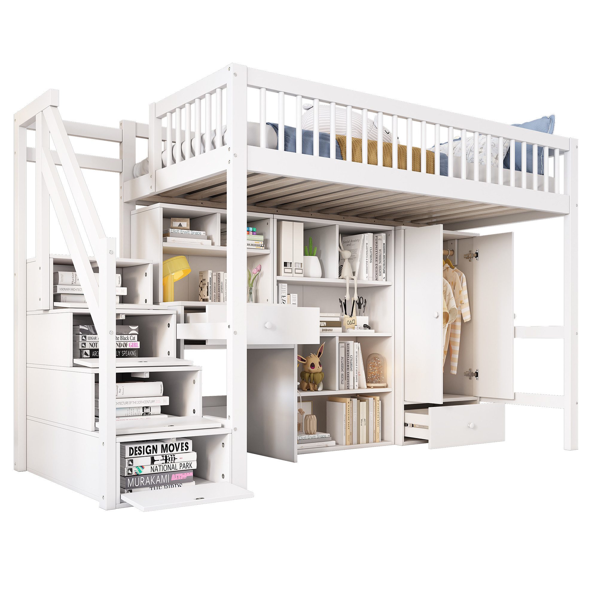 Flieks Hochbett Kinderbett Etagenbett mit Schreibtisch, günstig online kaufen