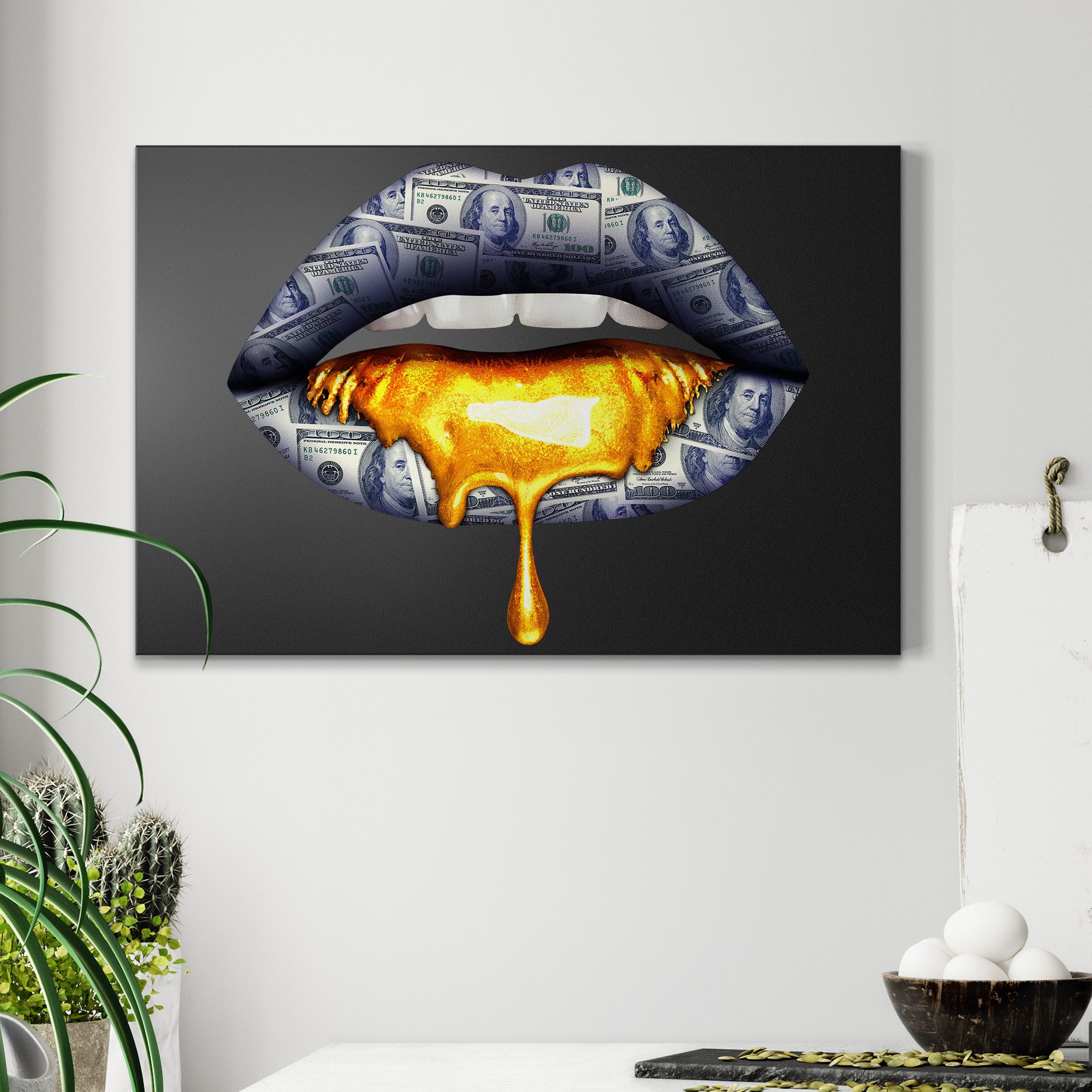 DEQORI Wandtafel 'Luxuriöse Lippen', (1-tlg), Metall Kreidetafel bedruckt Schreibtafel modern Schiefertafel Tafel