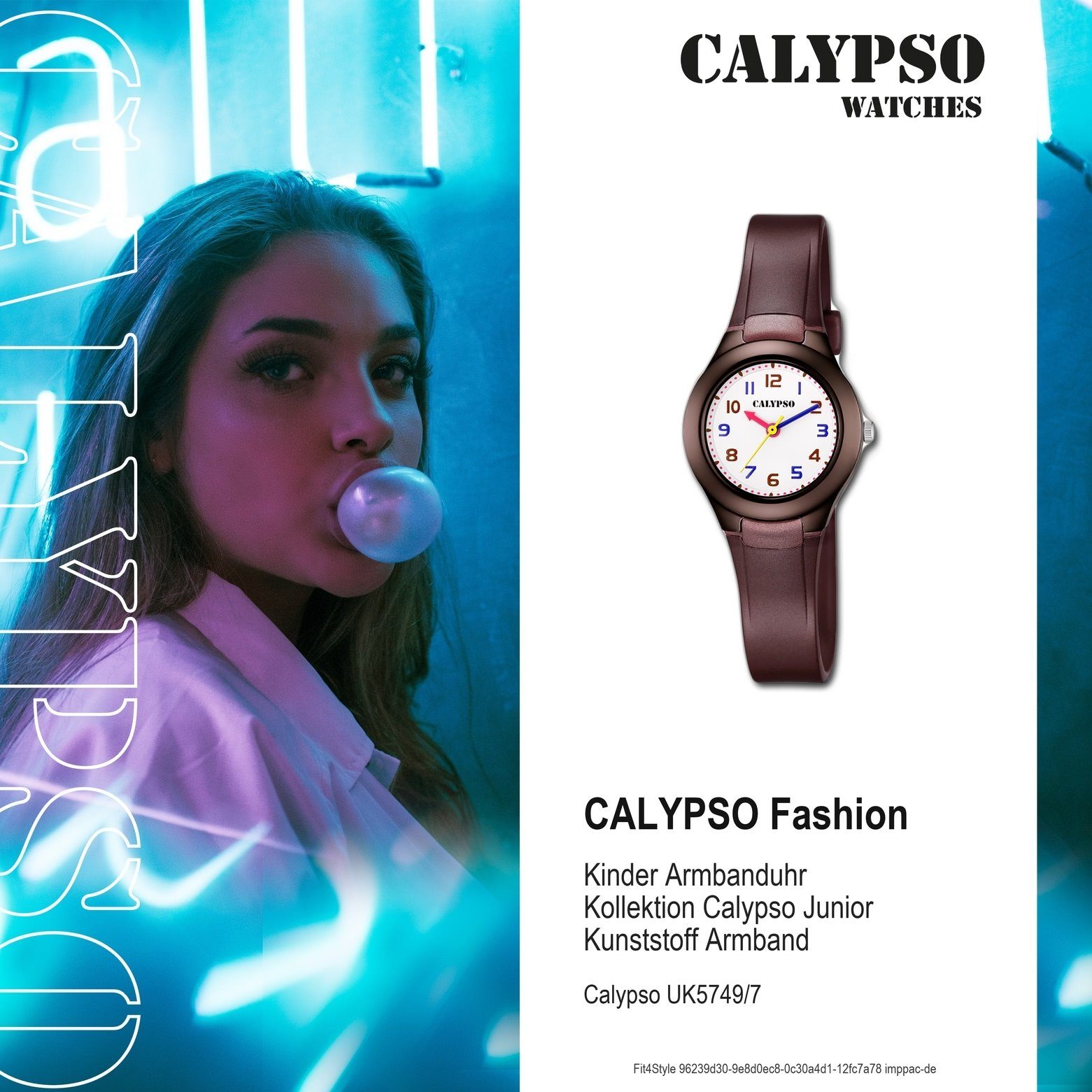 CALYPSO WATCHES Quarzuhr Calypso Kinder Armbanduhr Uhr rund, Kinder braun, K5749/7 Kunststoff, PU, PUarmband Kunststoff Fashion