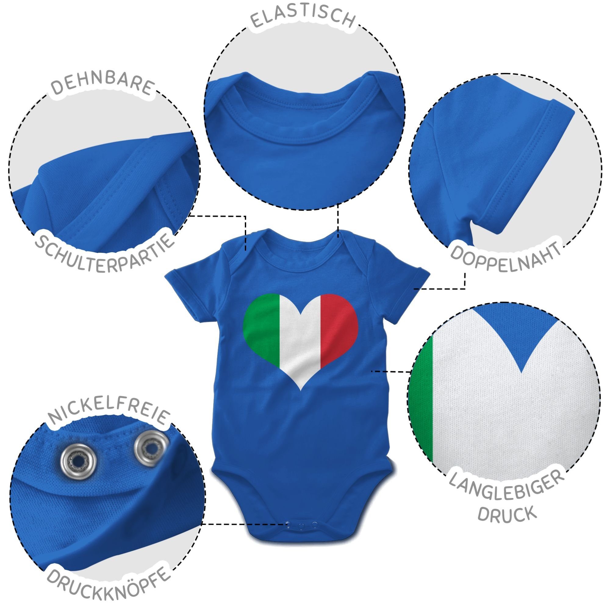 Baby Italien Wappen Shirtracer Shirtbody Herz Royalblau Länder 1
