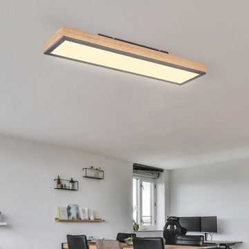etc-shop LED Deckenleuchte, Leuchtmittel inklusive, Warmweiß, Deckenlampe Wohnzimmer Holz LED Deckenleuchte Holz