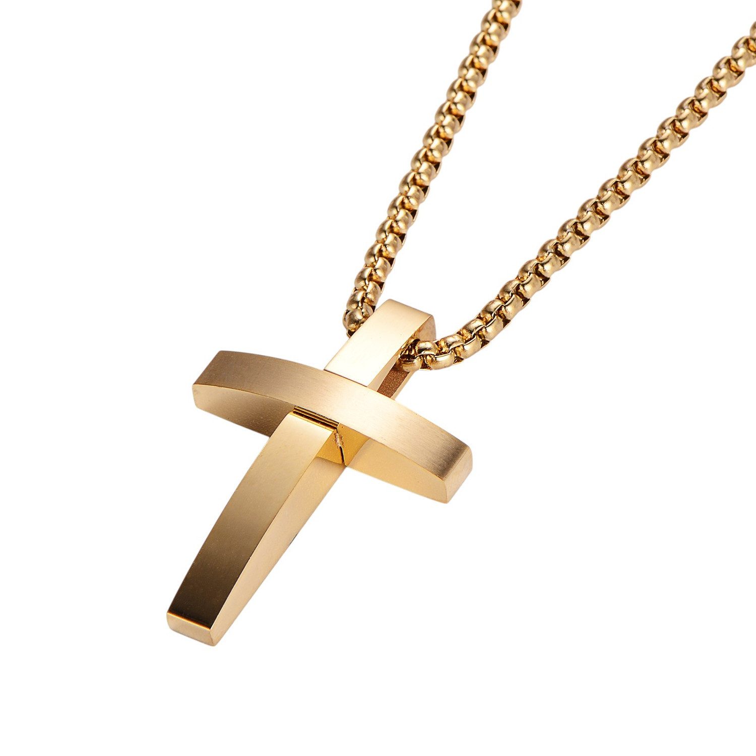 KARMA Kette mit Anhänger Halskette mit Kreuz Gold Herren Edelstahl 60 cm (K günstig online kaufen