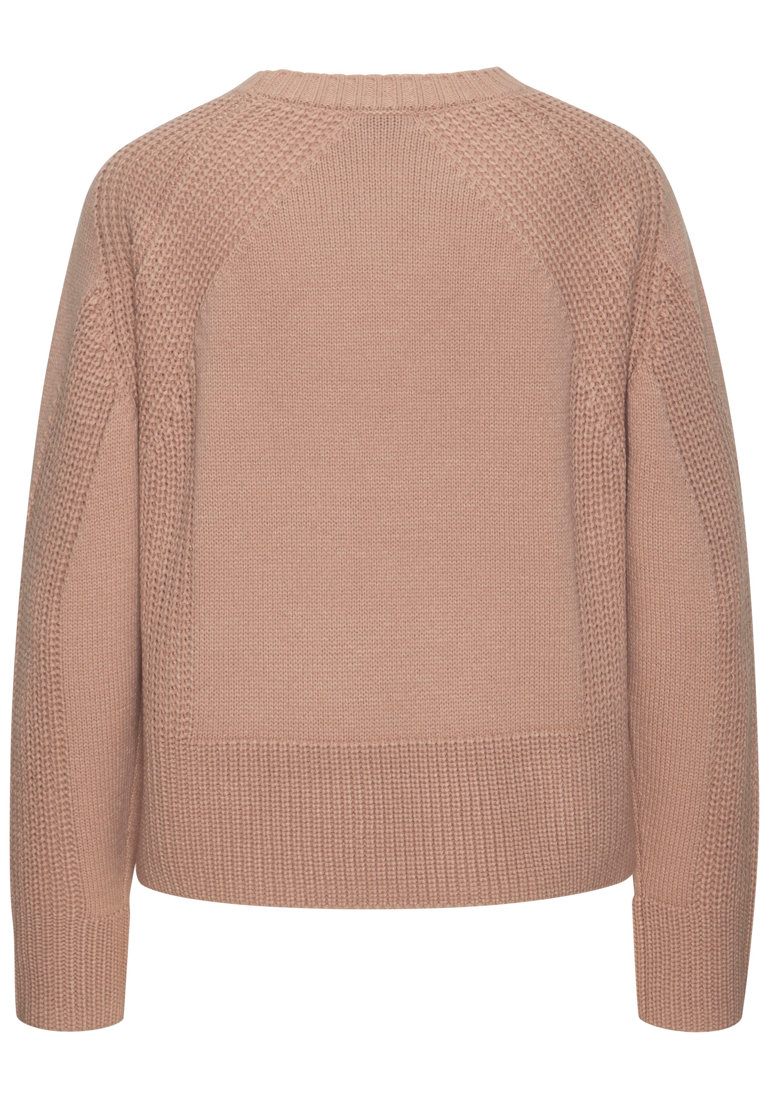 LASCANA Strickpullover, mit Grobstrick-Details, Damen Pullover mit Rundhals günstig online kaufen