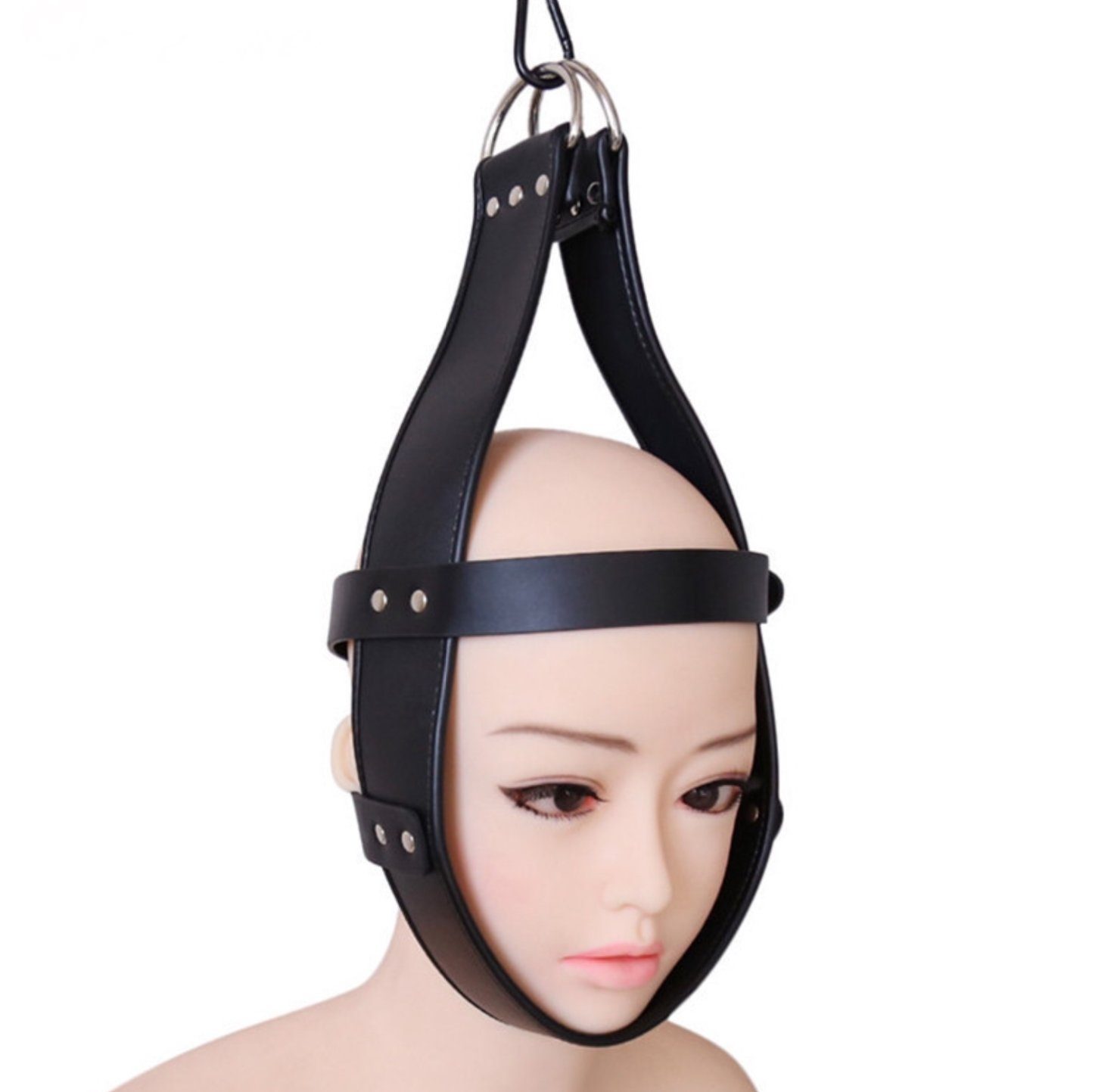 Sandritas Erotik-Maske Kopffessel zum aufhängen aus Kunstleder und Metall Bondage BDSM