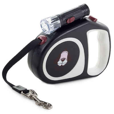 H-basics Hundeleine »Hundeleine mit Taschenlampe - Ausziehbar 5M, abnehmbare LED Taschenlampe, EIN Knopf für Bremse und Lock Sicherheitssystem, Ergonomischer Handgriff, für Hunde in Allen Größen«