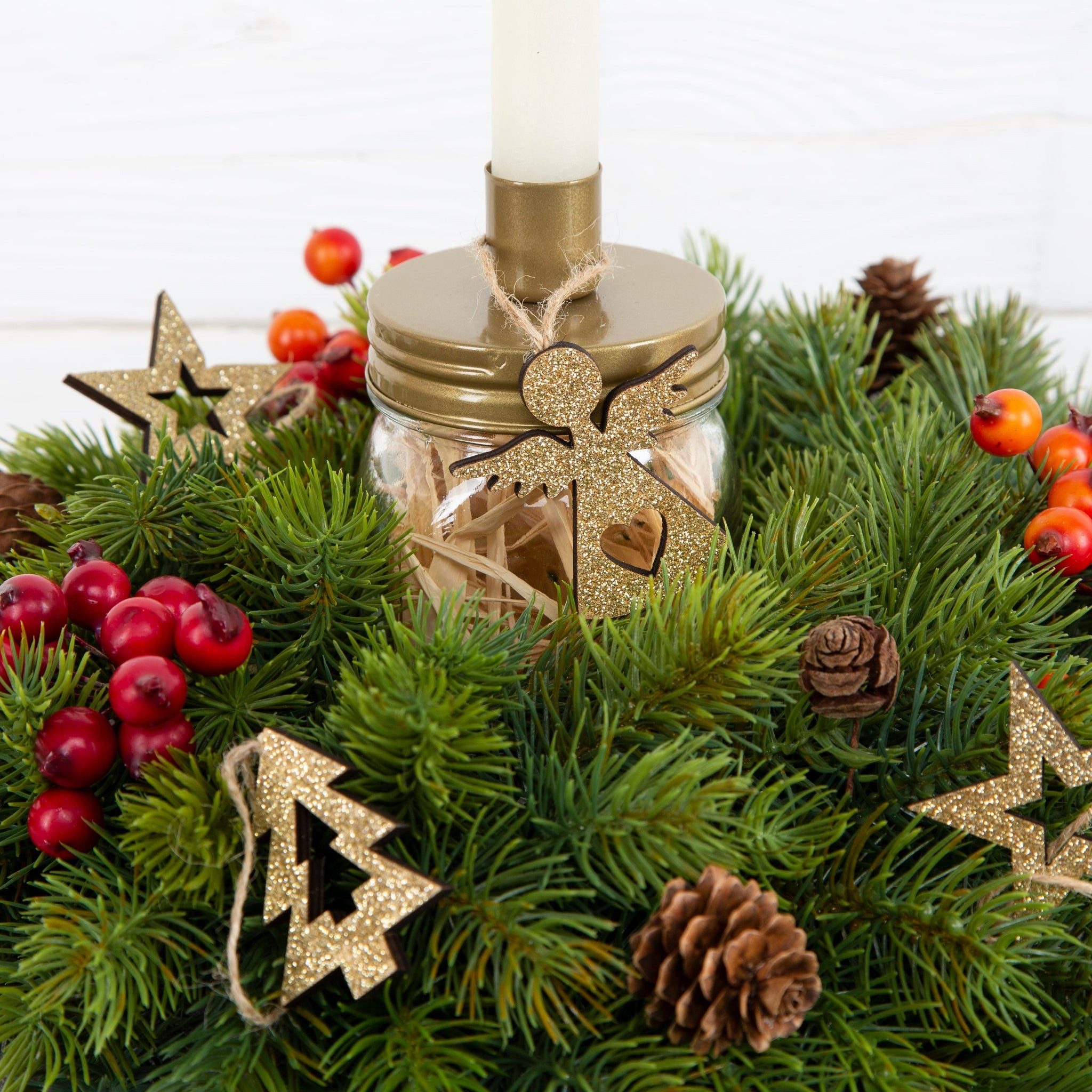 Logbuch-Verlag Dekofigur 12 goldene Holzanhänger mit günstig online kaufen