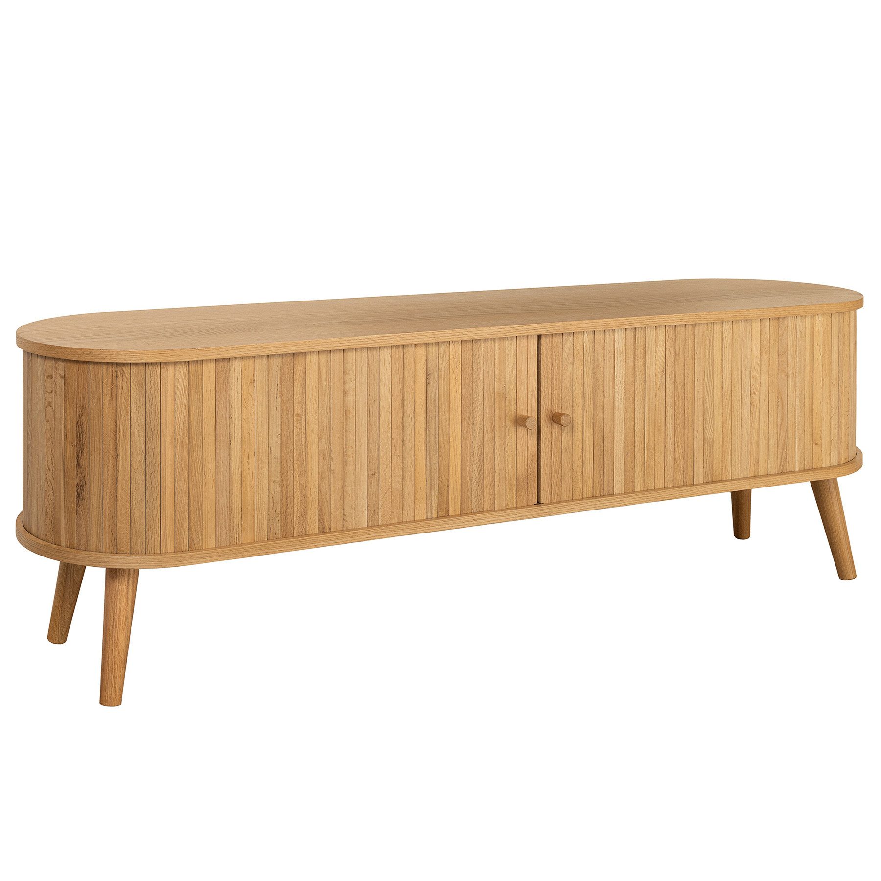riess-ambiente Lowboard VALHALLA WOOD 160cm natur · TV-Schrank mit 2 Schiebetüren & 4 Fächer (Einzelartikel, 1 St), Wohnzimmer · Eiche · Retro Design