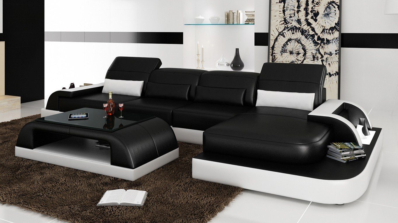 JVmoebel Ecksofa Braunes L Form Sofa Couch Polster Garnitur Wohnlandschaft, Made in Europe Schwarz