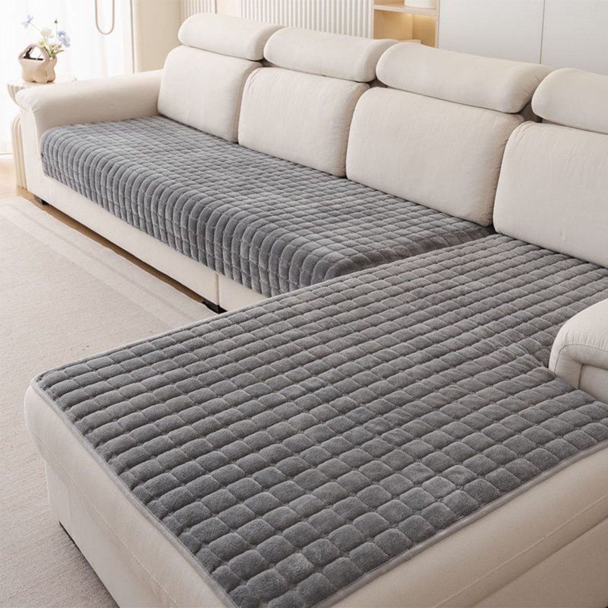 BlingBin Sofabezug Generisch Weicher Flanell Sofaschoner,Rutschfester Sofa üBerzug, Weicher Couchbezug für Verschiedene Sofas für Den Innen