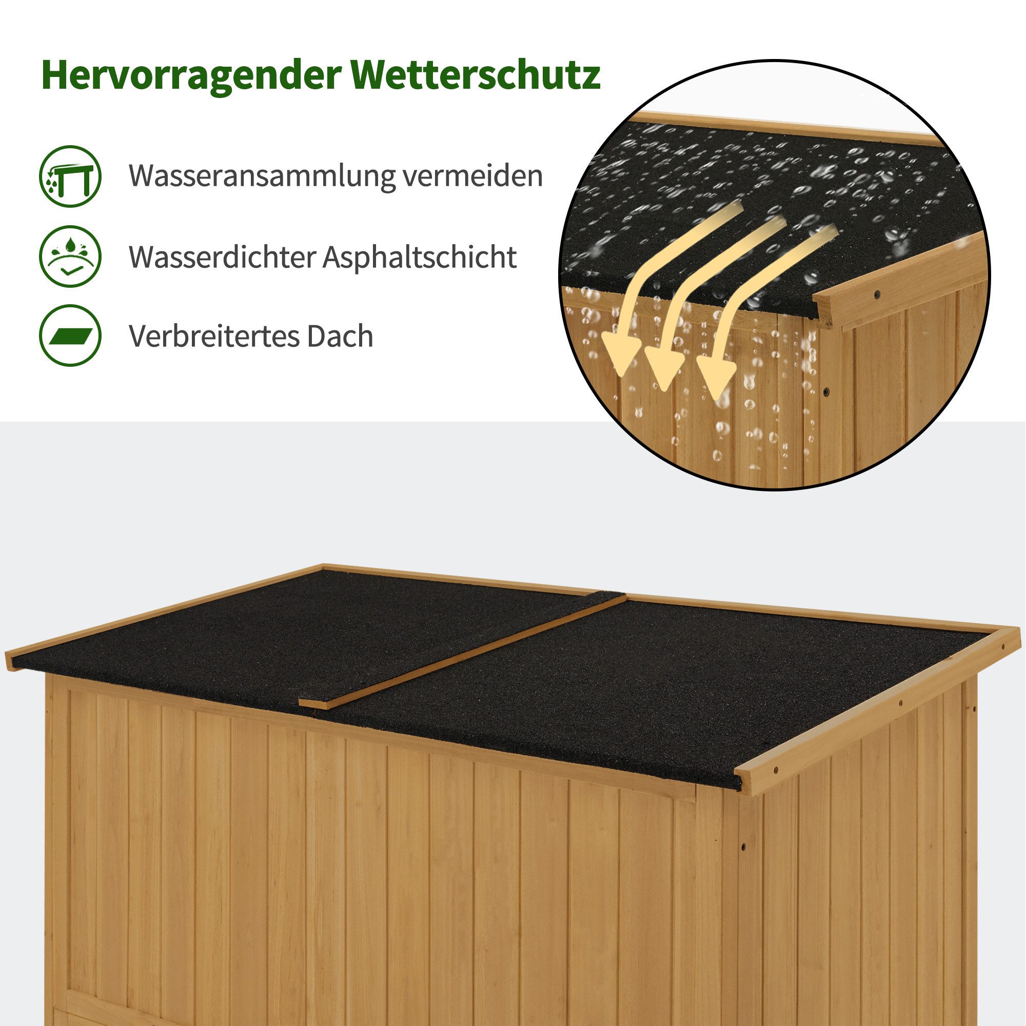 MCombo Gerätehaus M MCombo Gartenschrank Gartenhaus Holz 0912, 127×59×168 cm, Gartenhaus Klein Wetterfest, Outdoor – Bild 4 von 5