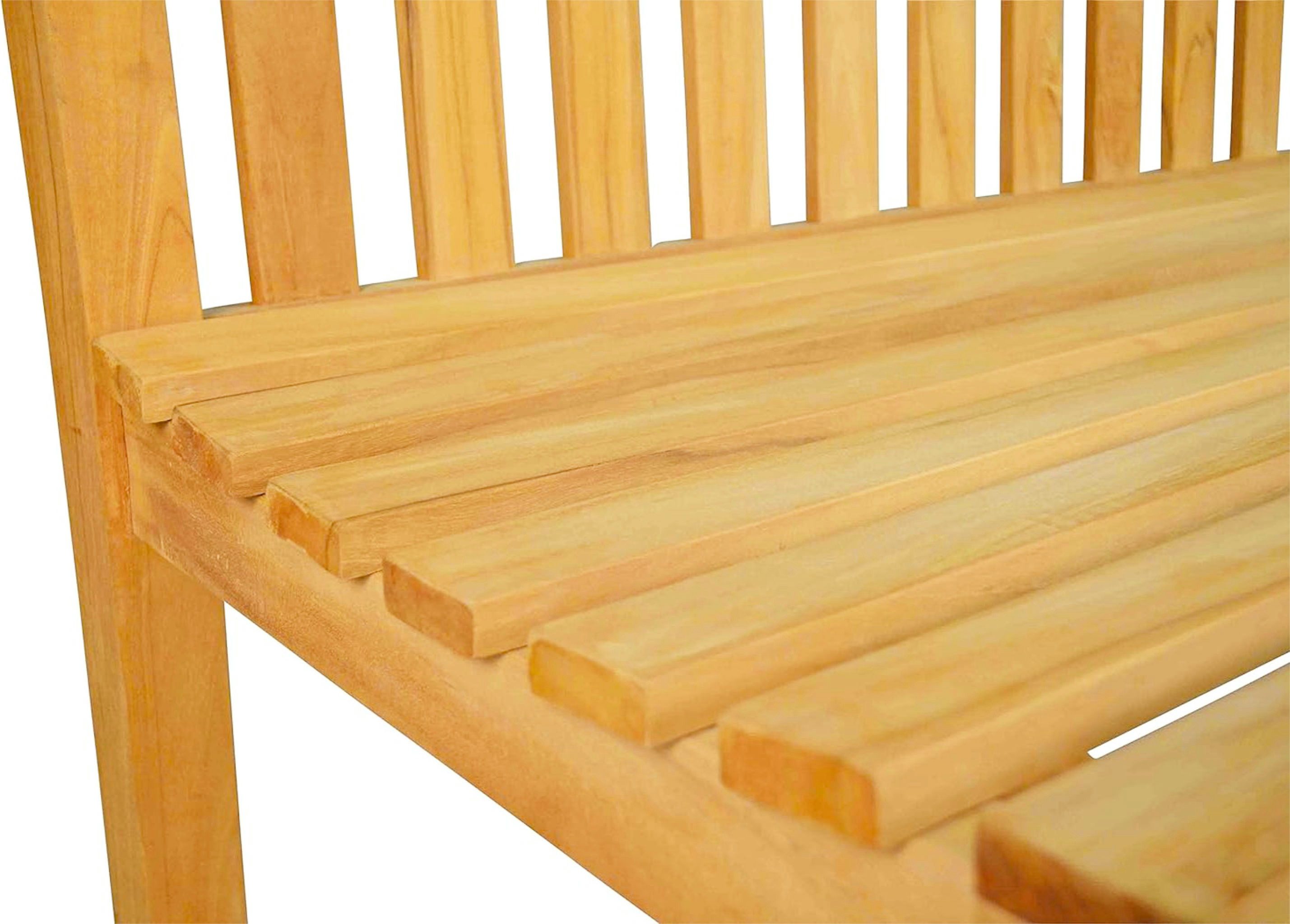 Kai Wiechmann Gartenbank Teakbank 150 cm Holzbank massiv 3-Sitzer, als wetterfeste Sitzbank Teakholz Bank naturbelassen und zertifiziert