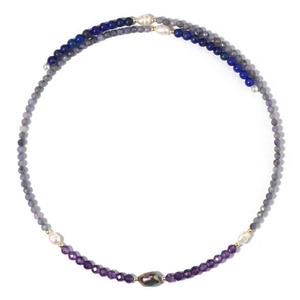 Cavill Halsreif Cavill Edelstein-Halsreif mit schwarzen Perlen, Tansanit 27,7 ct (1-tlg)