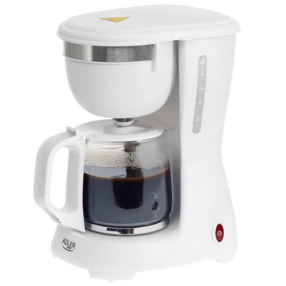 ADLER EUROPE Filterkaffeemaschine AD 4381, 0,6l Kaffeekanne, Papierfilter, wiederverwendbarer Nylonfilter, für gemahlenen Kaffee, Warmhaltefunktion, kompakt Tropfstopp, Weiß