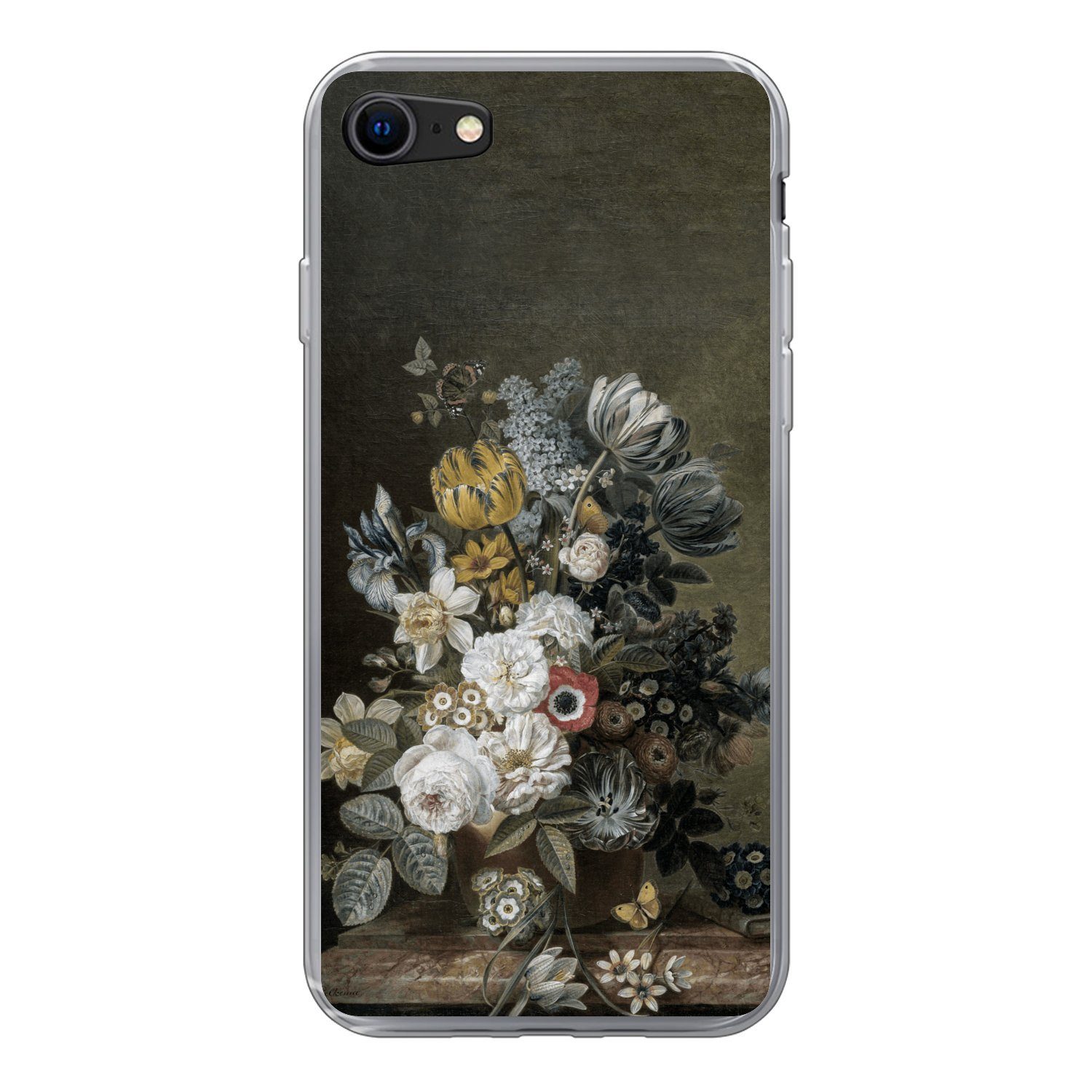 MuchoWow Handyhülle für Apple iPhone 8 Stilleben mit Blumen - Alte Meister - Malerei, Smartphone-Bumper, Print, Handy Schutzhülle Dünn