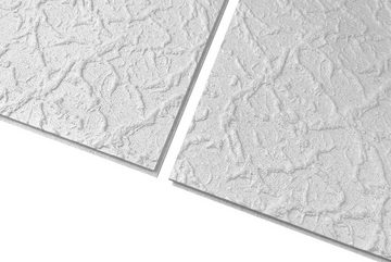marbet design Wanddekoobjekt MANHATTAN (2 qm Deckenplatten aus Styropor - 50x50cm EPS Wand- und Deckenverkleidung weiße Platten Dekor formfest)