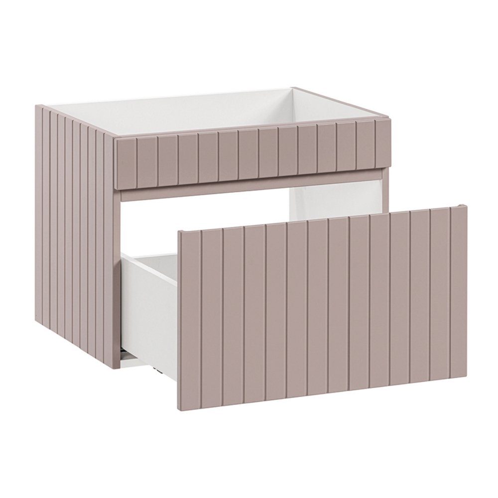 Lomadox Waschbeckenschrank IRAKLIO-56-ROSE 60 cm Waschbeckenschrank altrosa, Rillen, Softclose-Auszug