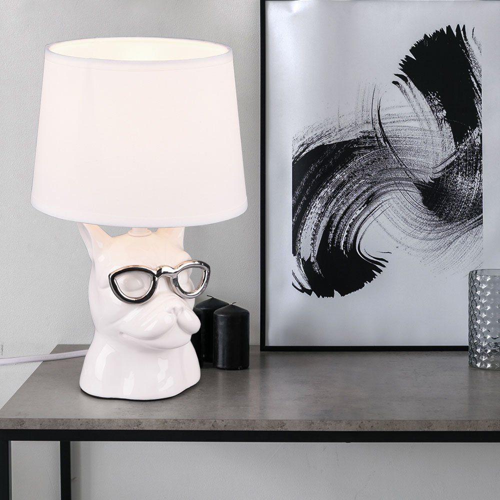etc-shop Schreibtischlampe, Leuchtmittel Esszimmerlampe nicht inklusive, Schlafzimmer Tischlampe Weiß Keramik für Nachttischlampe