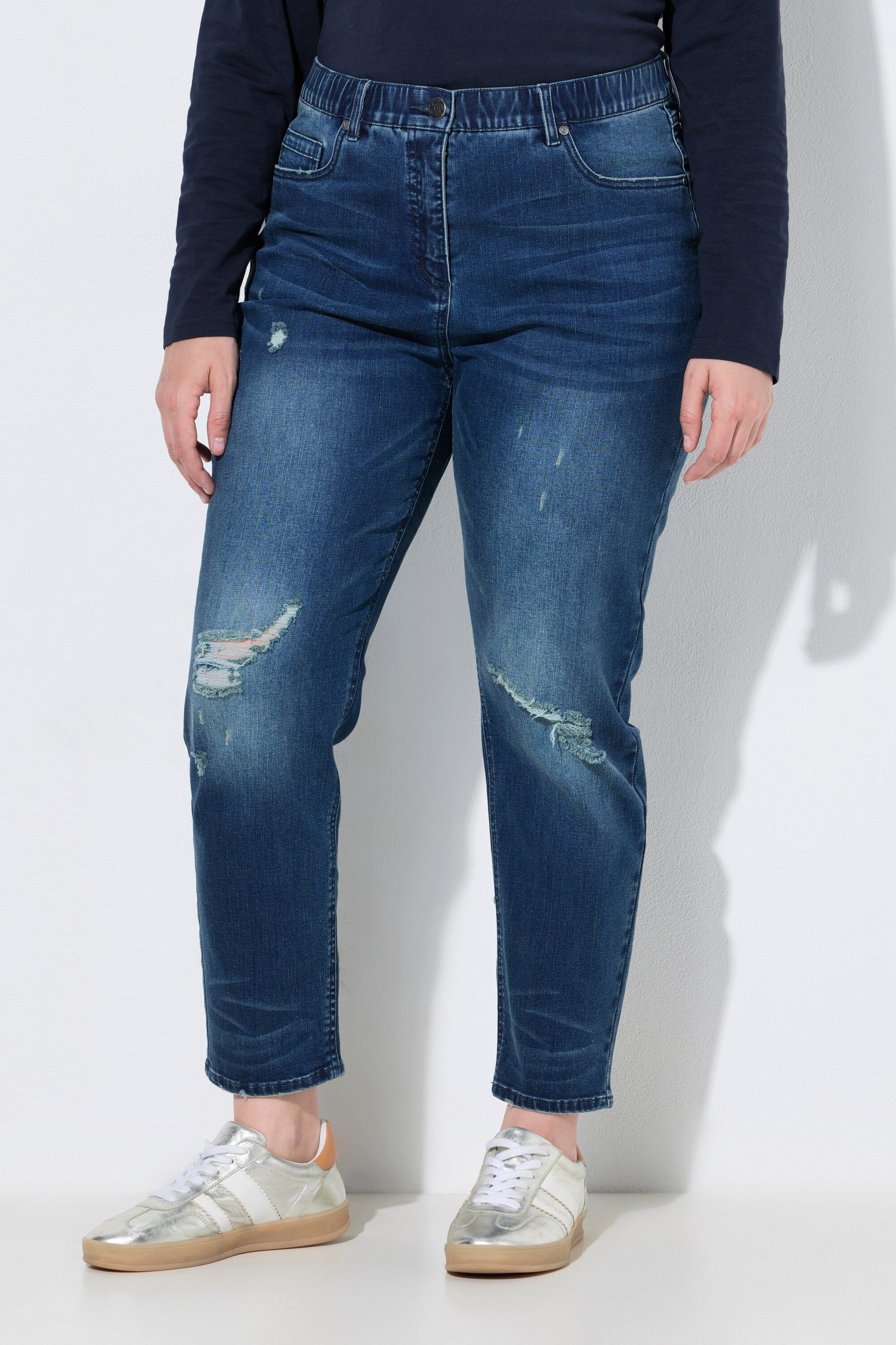 Ulla Popken Regular-fit-Jeans Mom-Jeans weit Destroy-Effekte Stretch