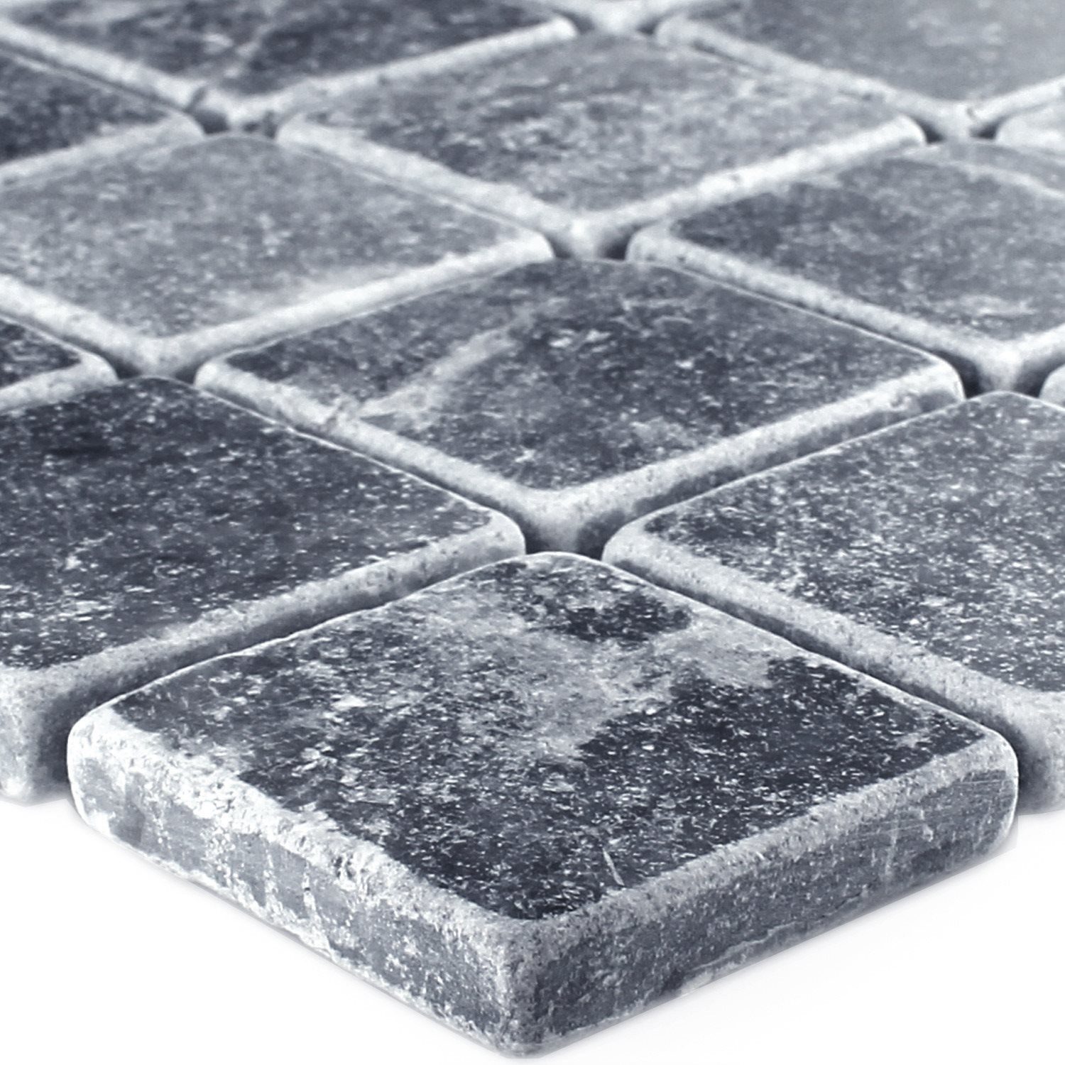 Mosafil Mosaikfliesen Natursteinfliesen Marmor Visso Nero, Naturstein-Marmor 30.500x30.500, schwarz, Verlegefertig auf ein Netz geklebt - Frostsicher - Wasserfest -
