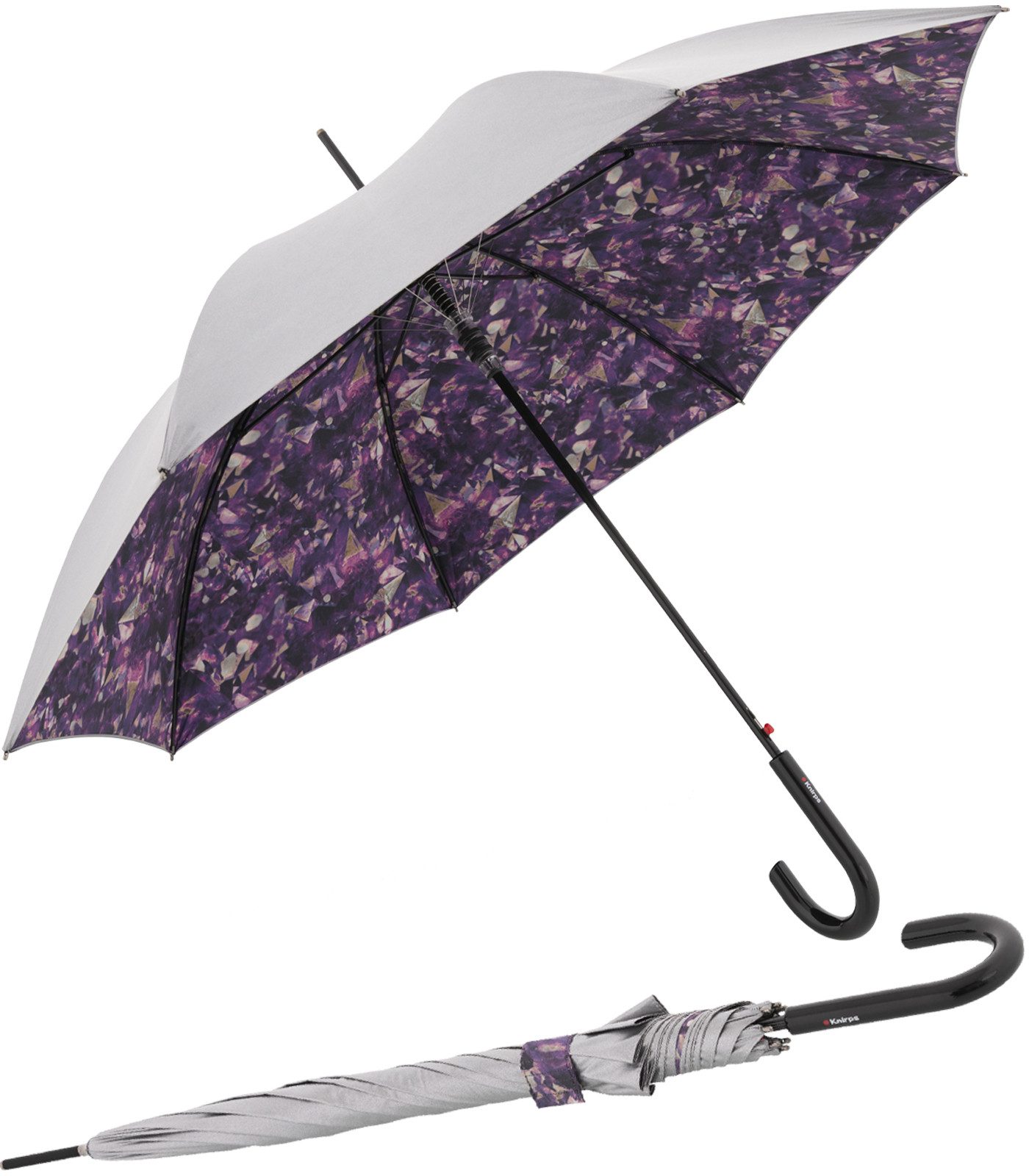 Knirps® Stockregenschirm großer, leichter Schirm für Damen mit Automatik, mit UV- und Hitzeschutz - Feel purple
