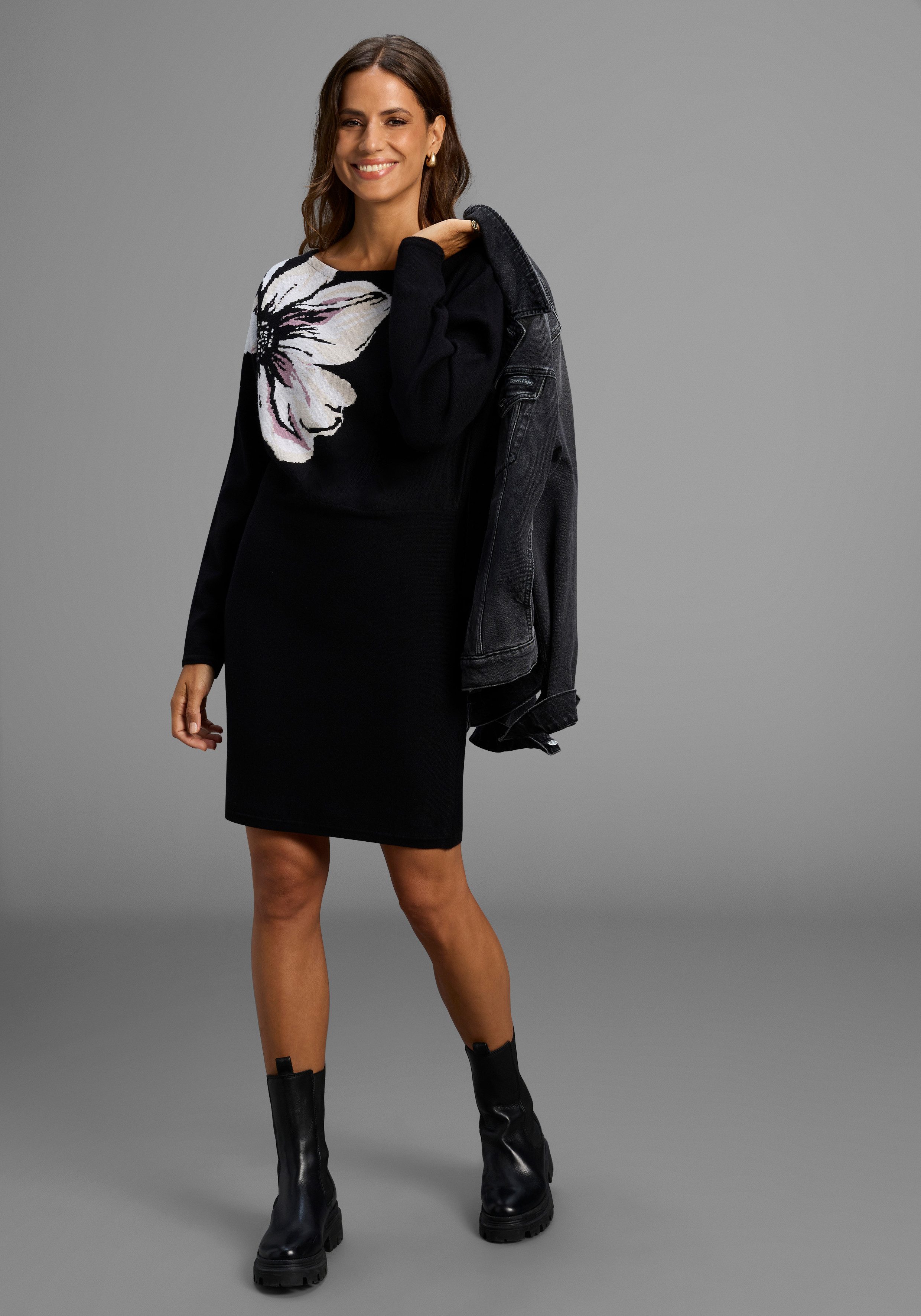 Laura Scott Strickkleid mit tollem Blumen-Strickmuster - NEUE KOLLEKTION günstig online kaufen