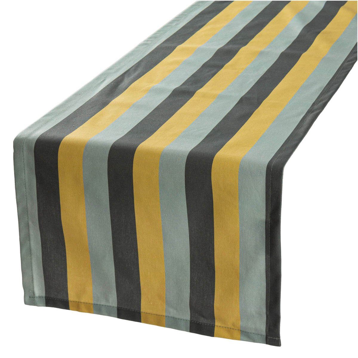SCHÖNER LEBEN. Tischläufer Streifen grün grau hellblau 40x160cm, made in Germany,handmade,Digitaldruck