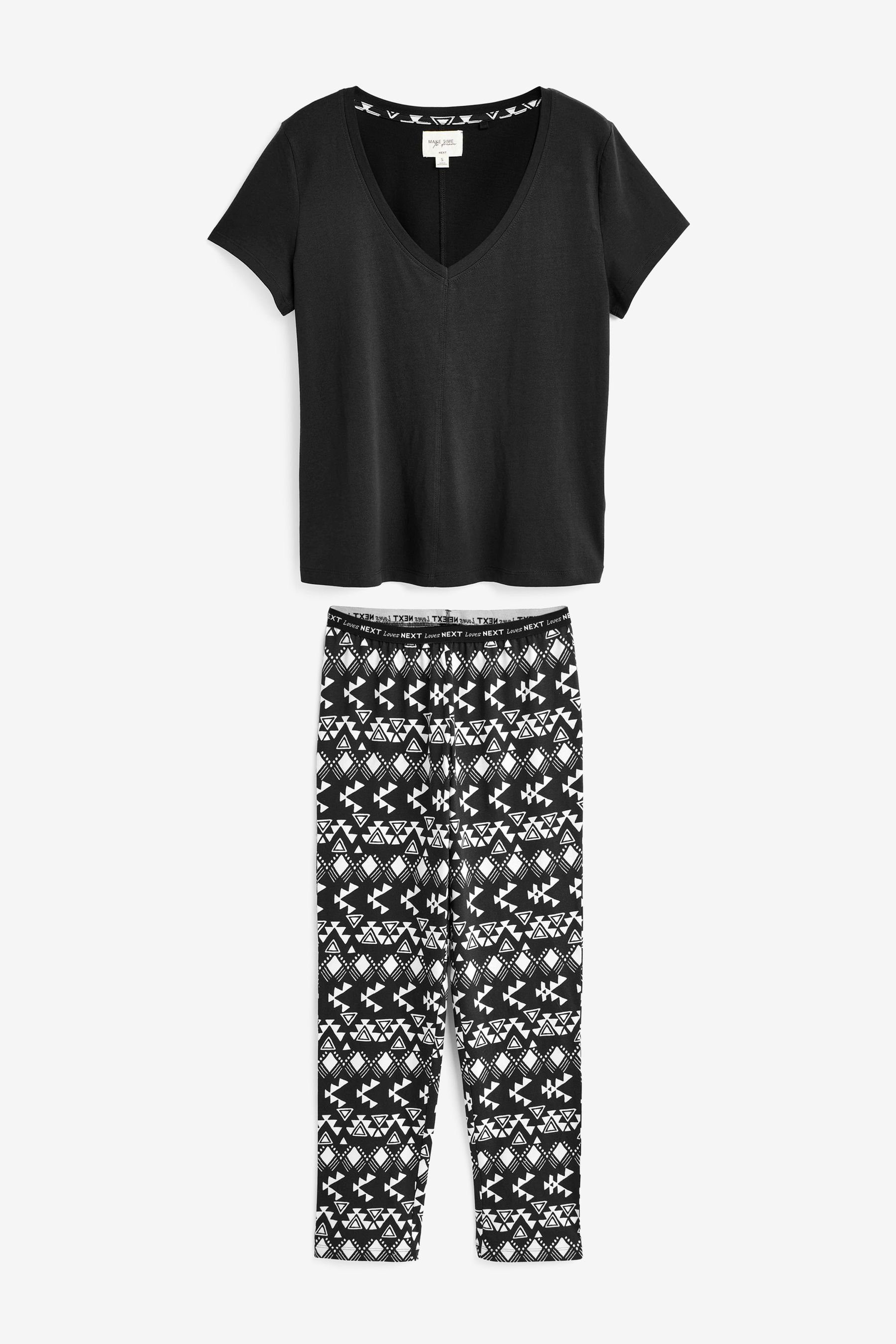 (2 Monochrome Kurzärmeliger Next Pyjama Baumwoll-Pyjama tlg)