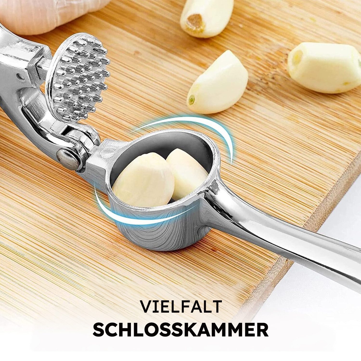 MOPUEA Knoblauchpresse Edelstahl Spümaschinenfest Knoblauch Presse (1 St), Effizientes Pressen Mit Präziser Lochstruktur