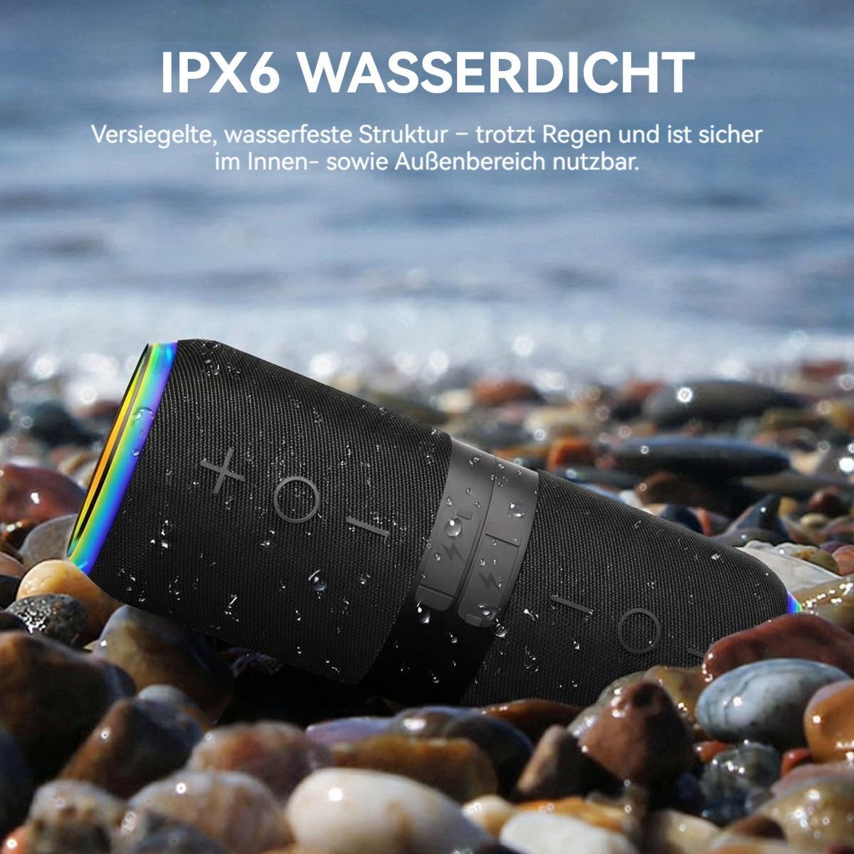 ibettertec 2-in-1 Magnetisch mit Lichteffekten Stereo 360° Surround-Sound Bluetooth-Lautsprecher 2 (Bluetooth 5.4, IPX6 Wasserdicht Magnetisch haftend Trennbar in zwei Einheiten)
