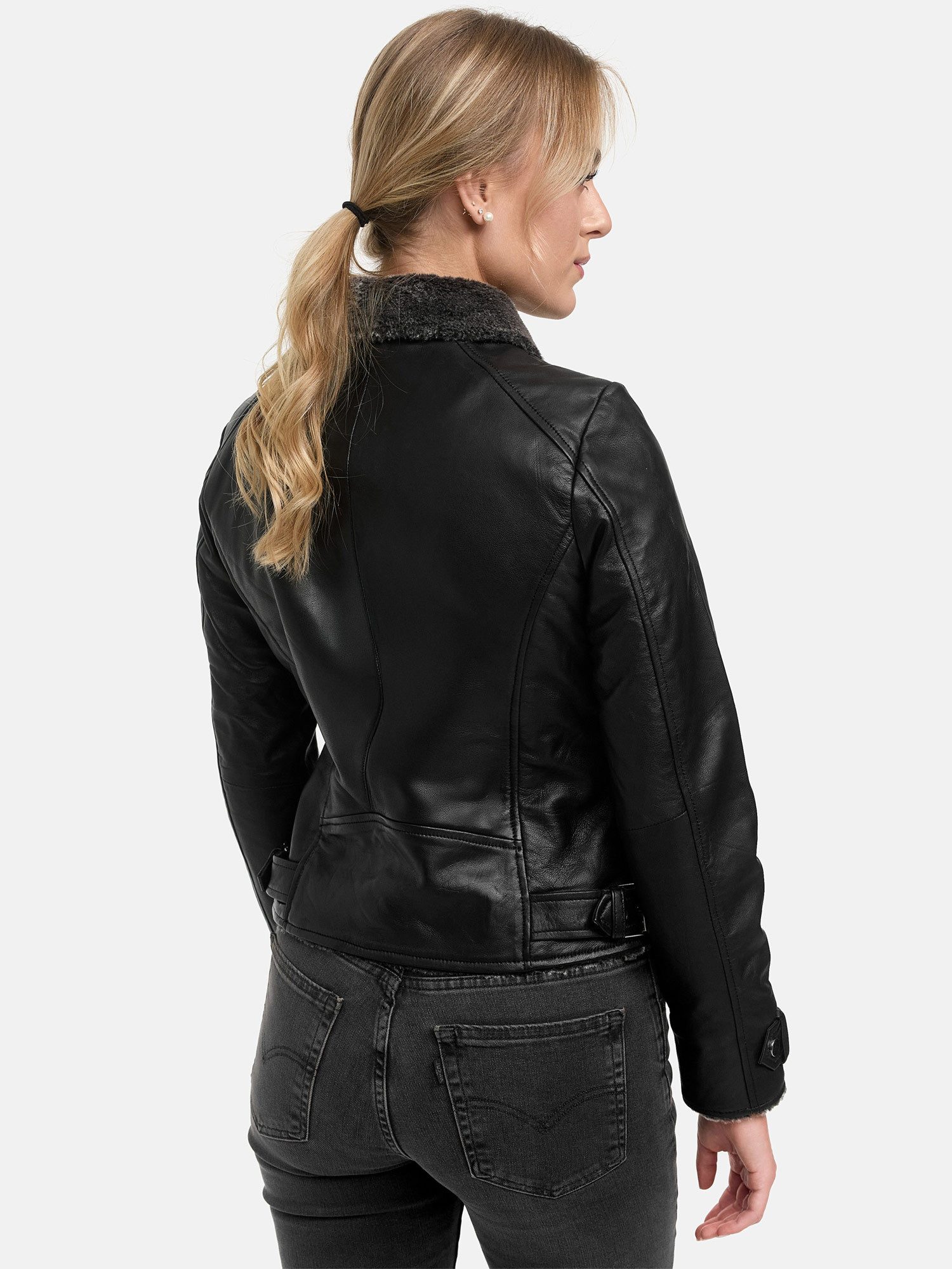 Tazzio Lederjacke F511 gefütterte Jacke mit coolen Zipper-Details & Reverskragen