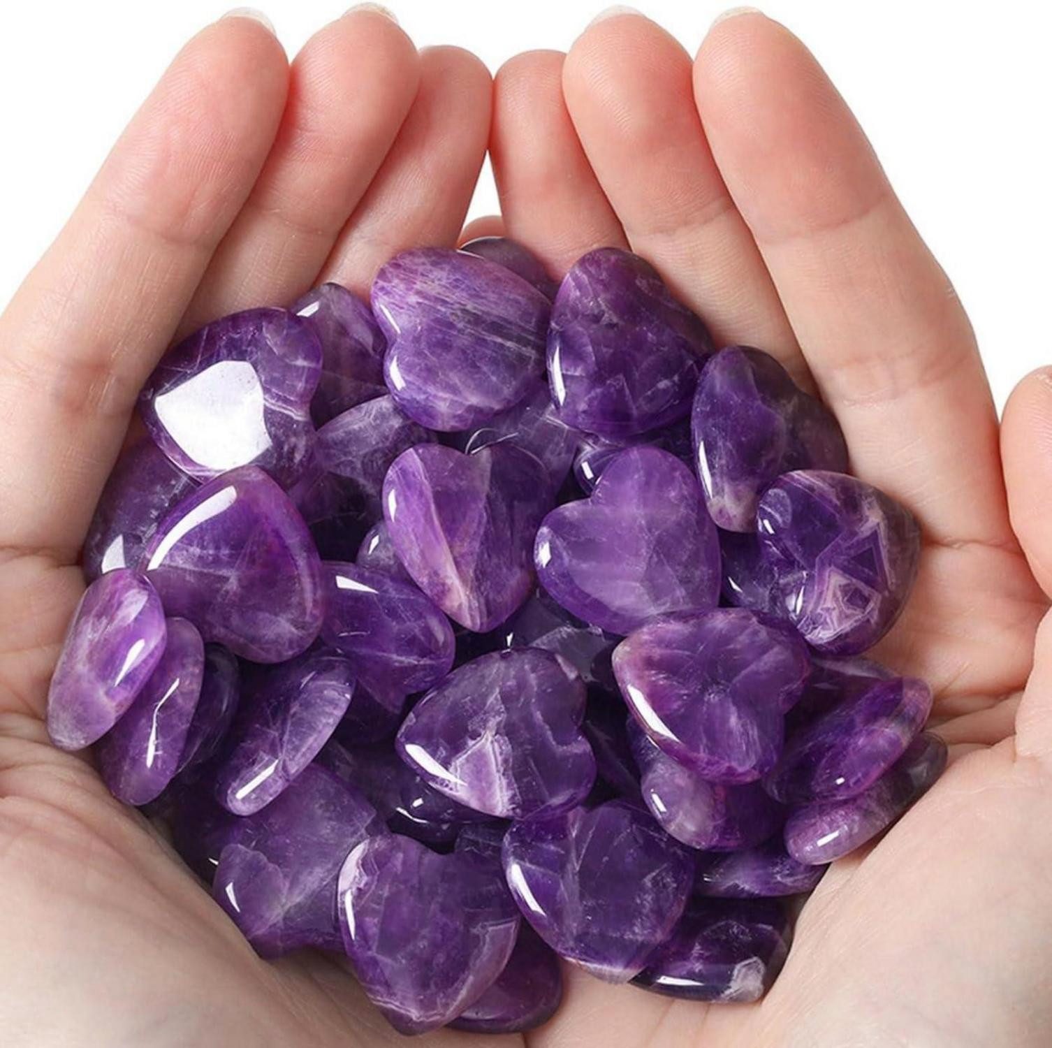 Edelstein Amethyst Herz Kristalle Set 20pcs Natürliche Edelsteine Liebe Stein
