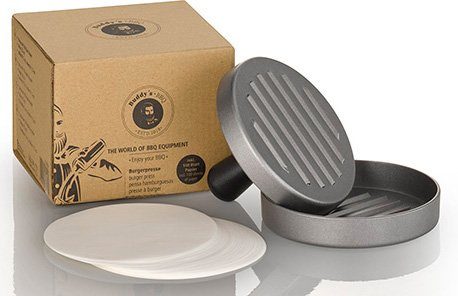 Buddy's Burgerpresse Buddy´s BBQ (1 St), Aluminium, mit 100 Blatt Papier, Ø 12 cm