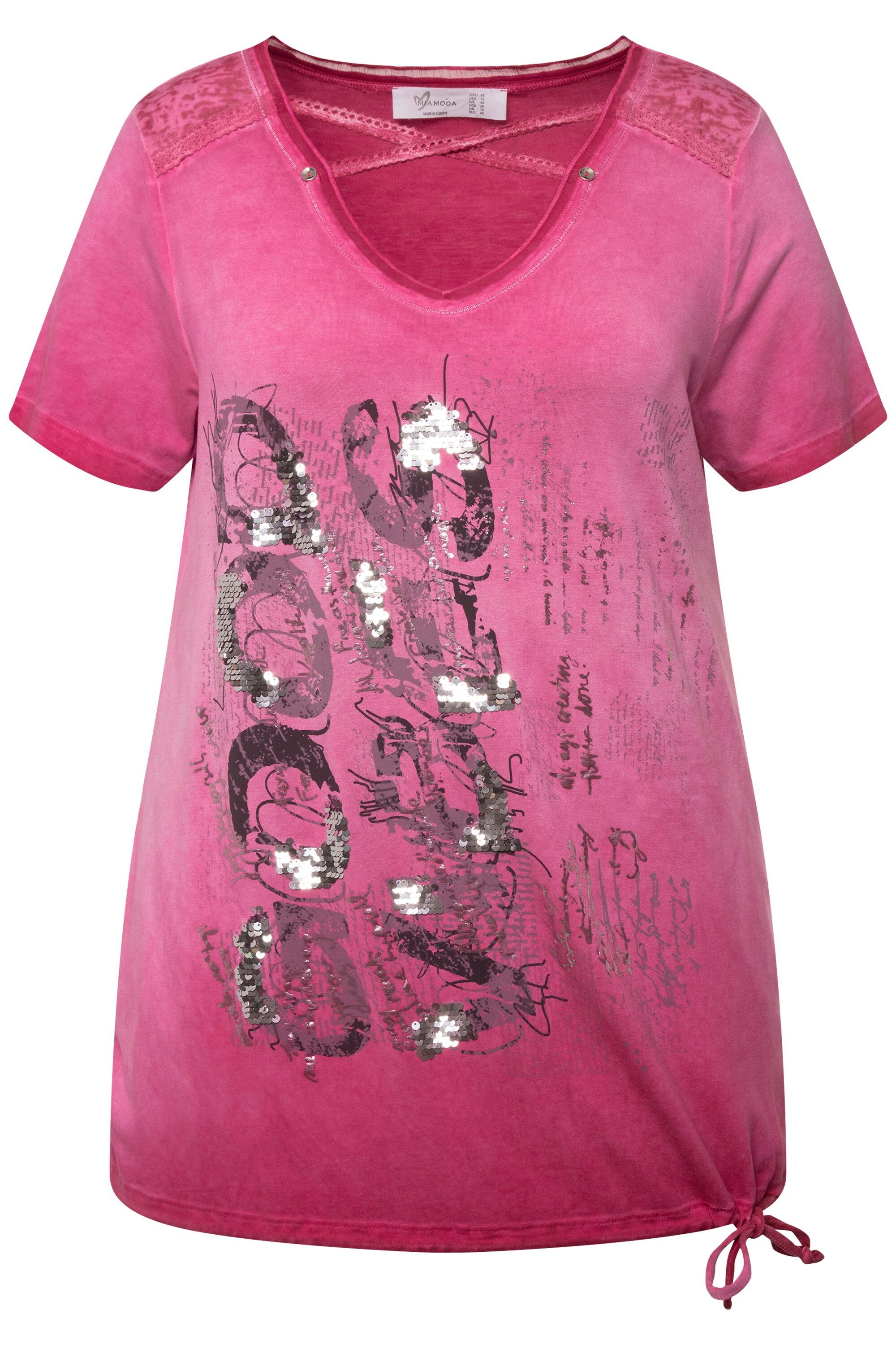 MIAMODA T-Shirt T-Shirt V-Ausschnitt mit Zierbändern günstig online kaufen
