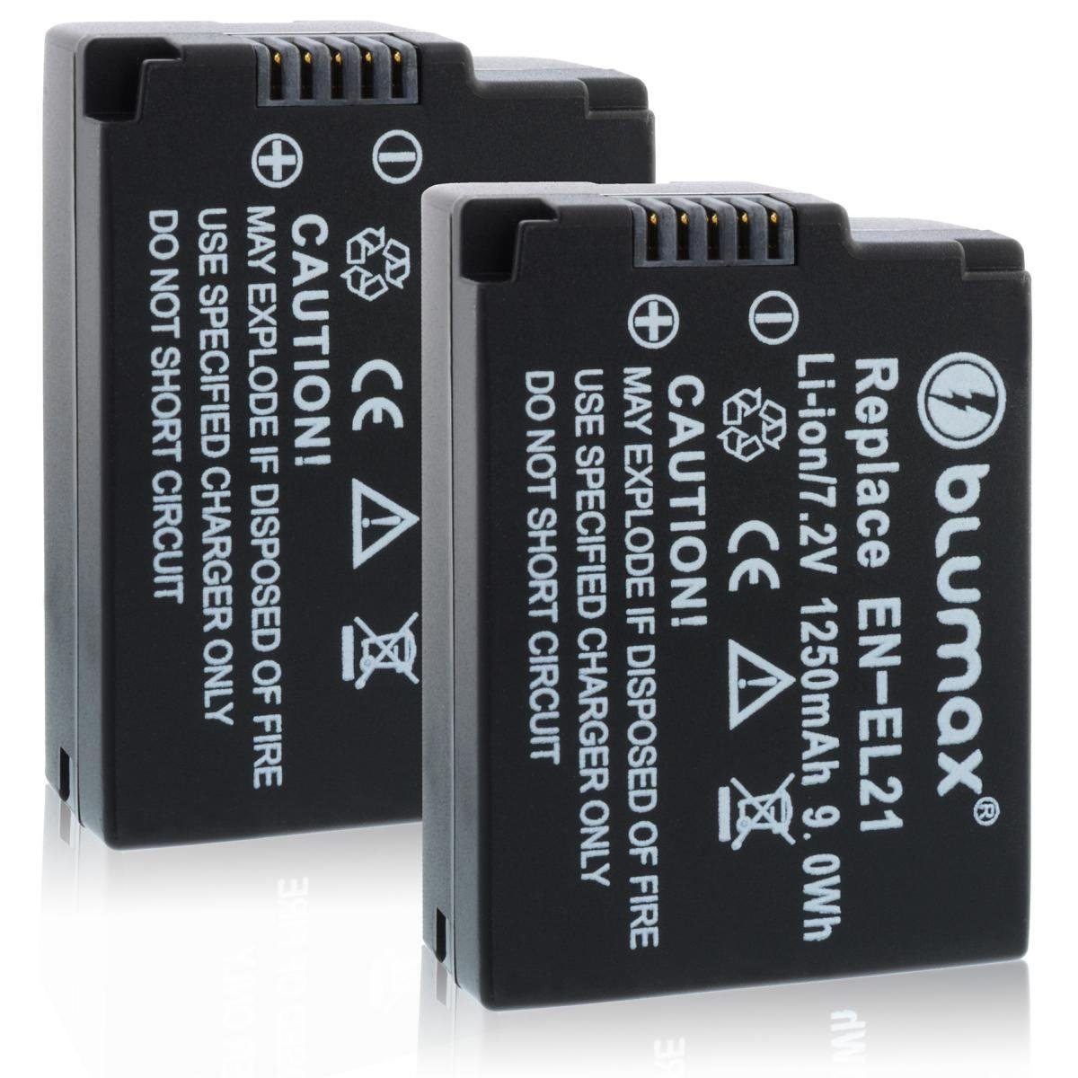 Blumax Set mit Lader für Nikon EN-EL21 1V2 1 J2 1250 mAh Kamera-Akku