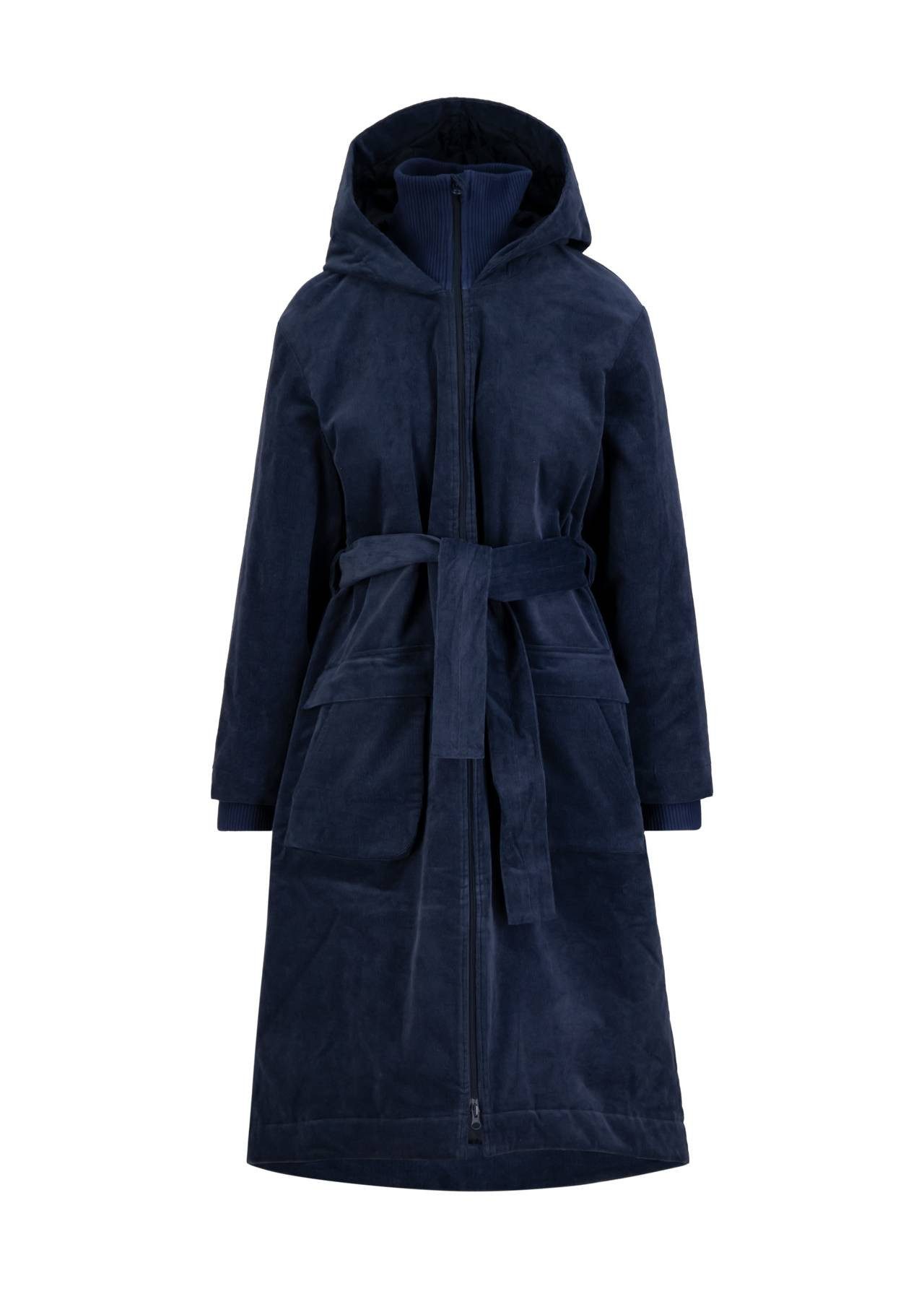 Blutsgeschwister Wintermantel - Komfortabler Cordmantel mit Kapuze und Gürtel für Damen - Parka Tren Cordmantel mit Kapuze, abnehmbarem Gürtel und 2-Wege-Reißverschluss
