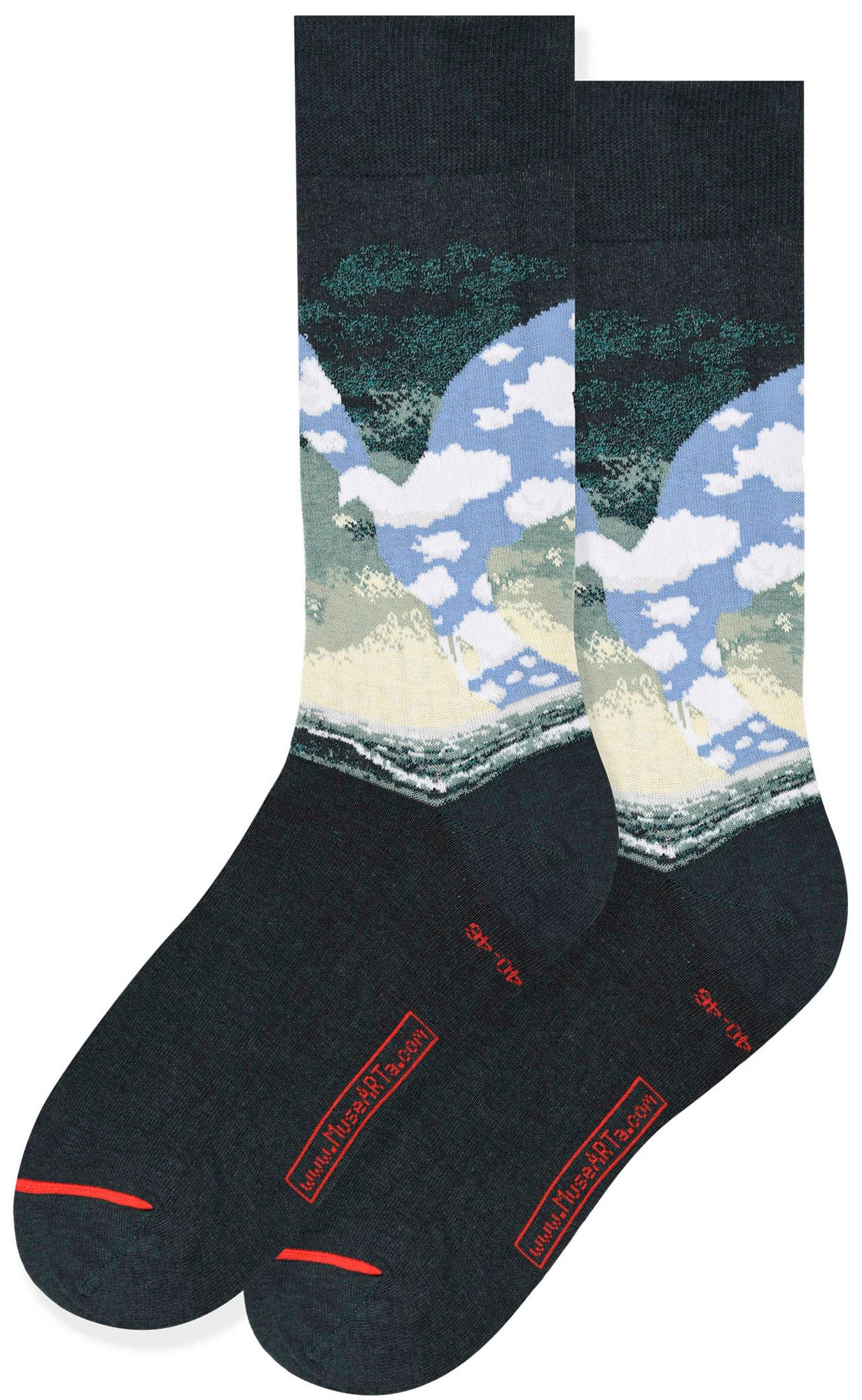 MuseARTa Langsocken René Magritte - Die große Familie (Packung, 1-Paar, 1 Paar) Kunstwerke Socken Strümpfe, Herren oder Damen Socken Kunst-Motiv