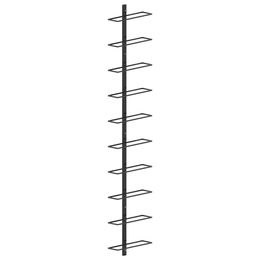 Weinregal Wand-für 10 Flaschen Schwarz Metall