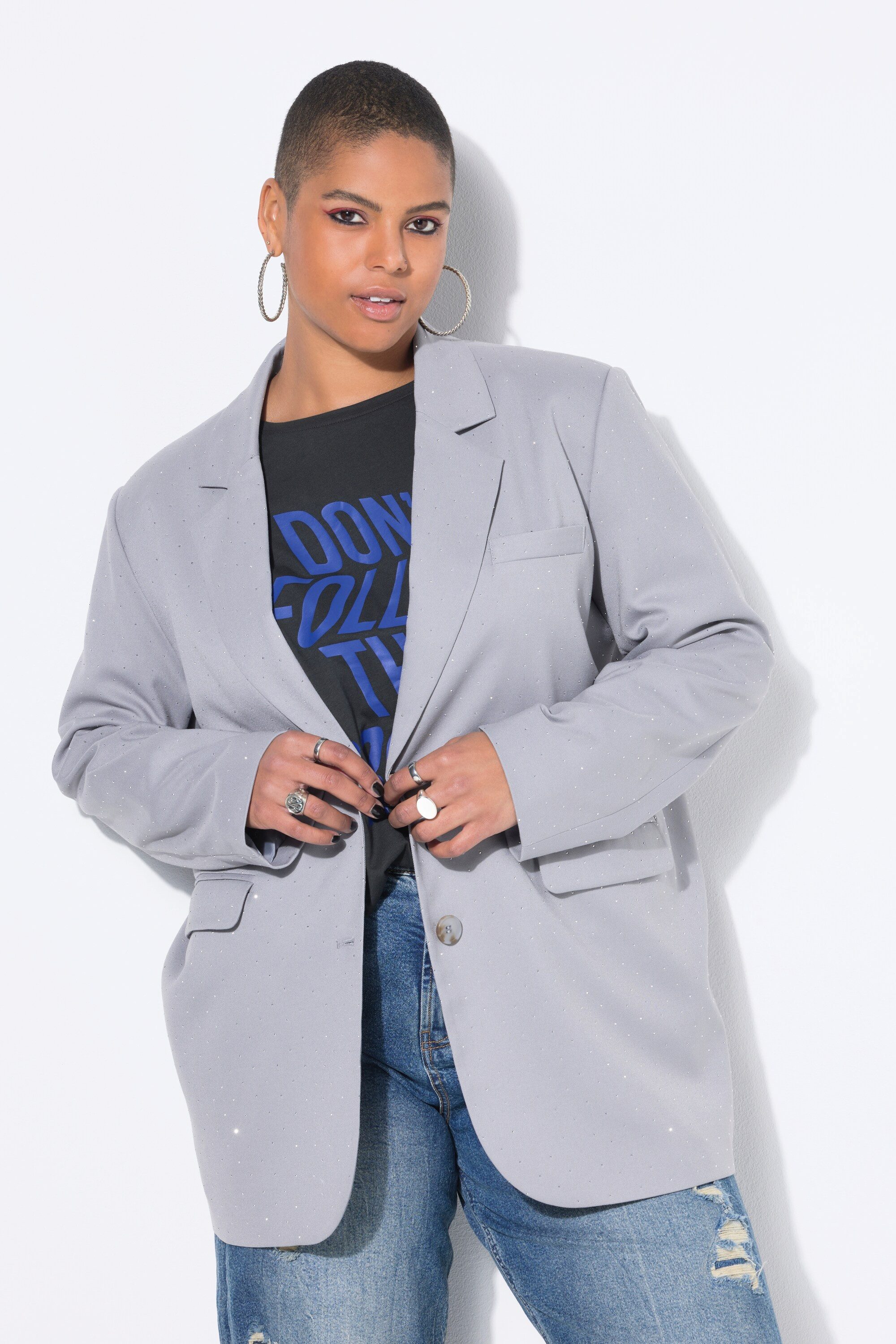 Studio Untold Blusenblazer Blazer Oversize Shape Glitzersteinchen