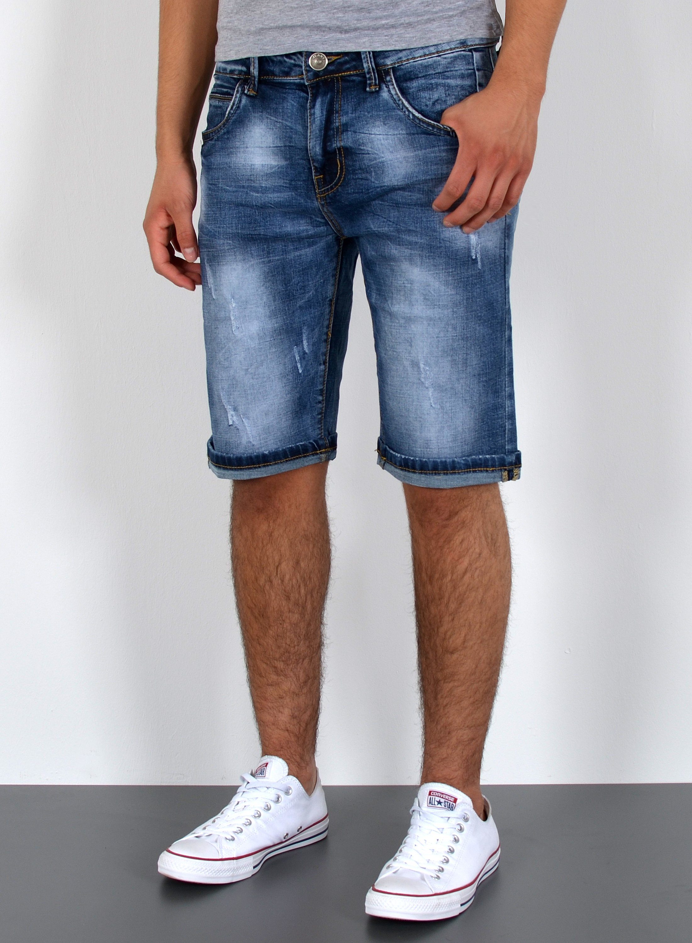 ESRA Jeansshorts Herren Sommerhose Jeans Shorts Herren Jeans-Shorts Stretch günstig online kaufen