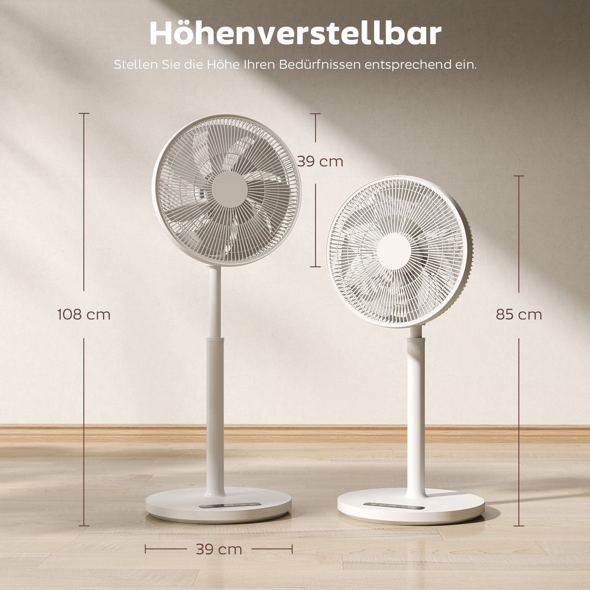 HOMCOM Standventilator Bodenventilator, 39 cm Durchmesser, Leiser, 12 Geschwindigkeiten, Fernbedienung, Timer
