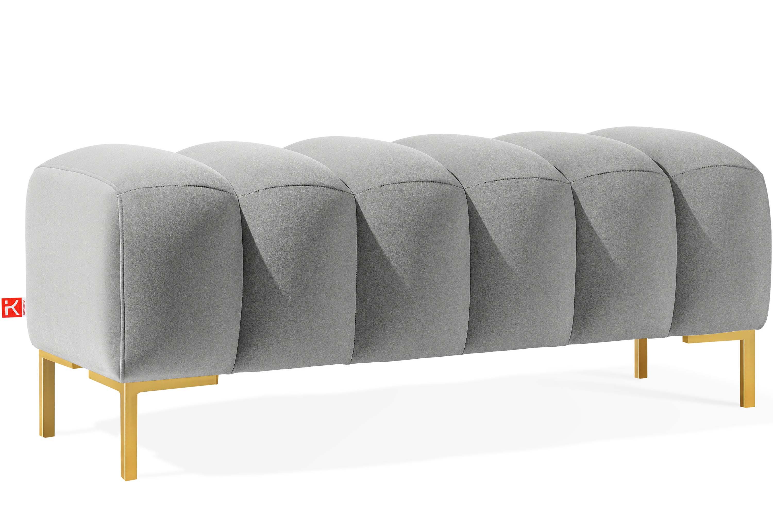 KONSIMO® Sitzhocker Polsterhocker PECCO hergestellt in der EU, Veloursstoff, handgefertigt, Elegant, Massivholzrahmen