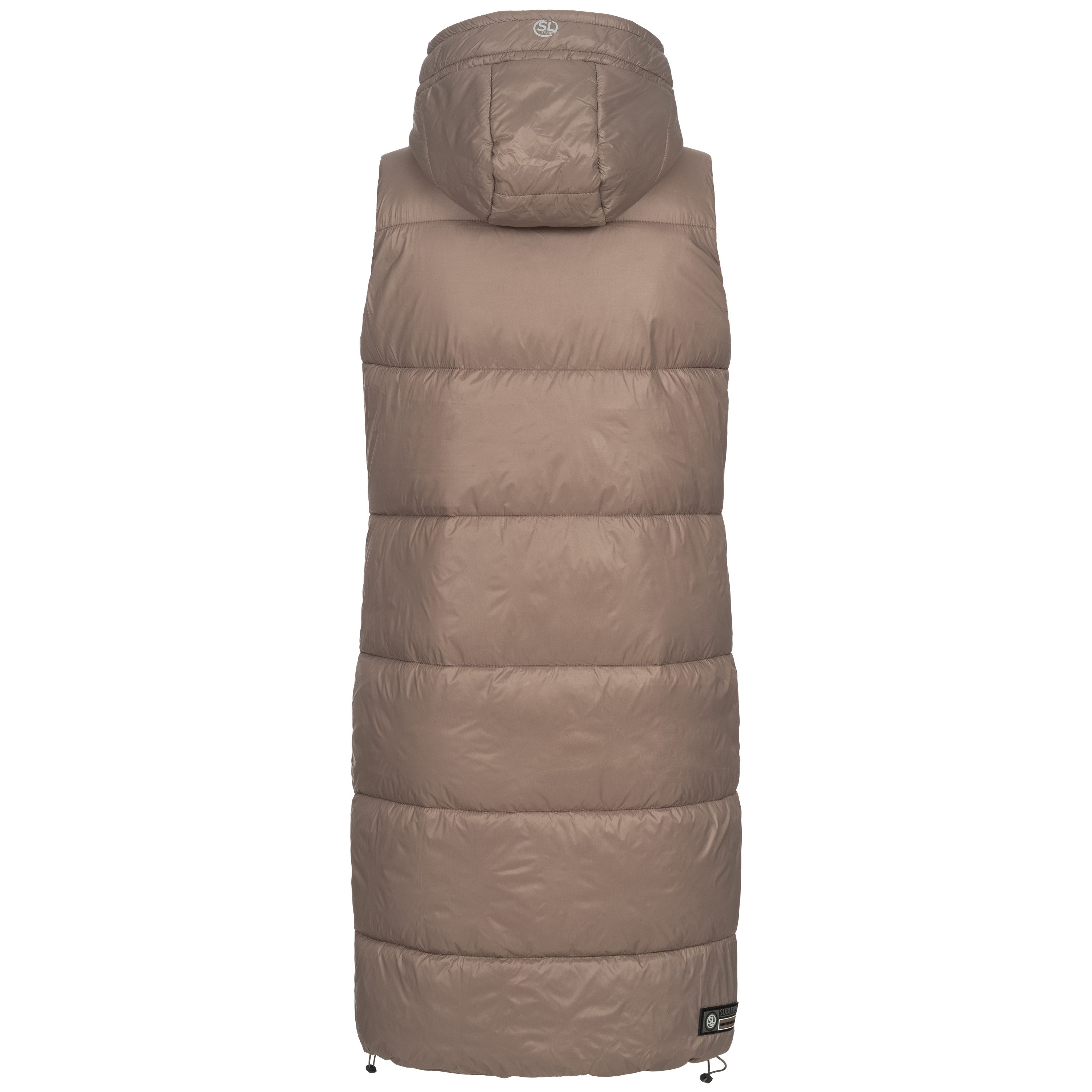 SUBLEVEL Steppweste Damen mit Kapuze Waistcoat lange Winter Weste Bodywarmer Waistcoat