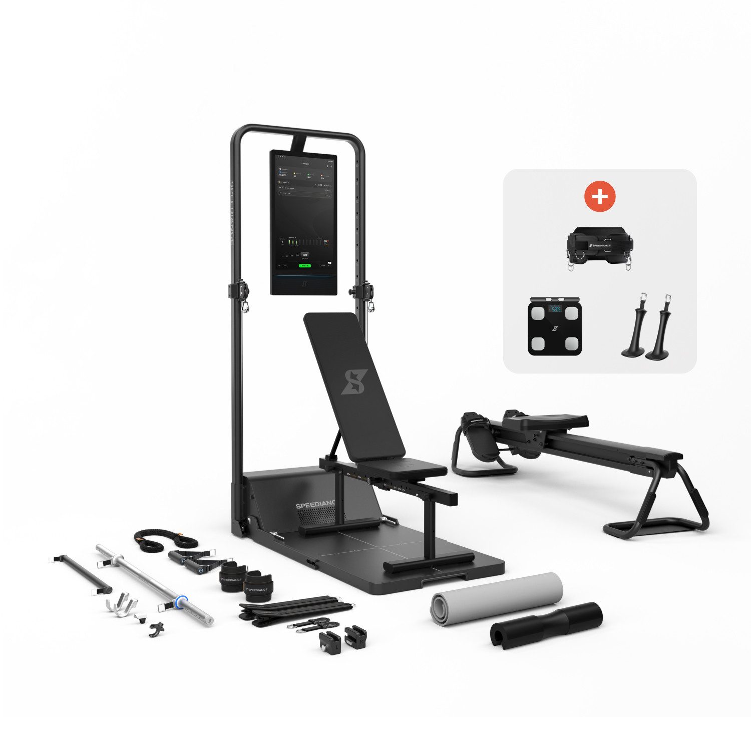 SPEEDIANCE Kraftstation Gym Monster 3S, All-in-One-Smart-Home-Gym für Ganzkörpertraining, (mit Trainingsbank und Ruderbank), Multifunktionale Smith-Maschine, Ganzkörper-Krafttrainingsgerät(Max)