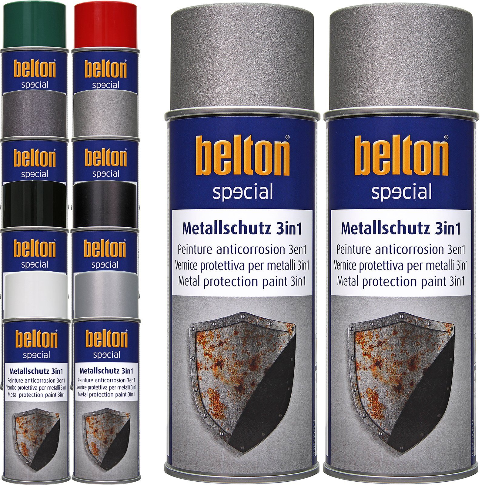 belton Metallschutzlack 2 Wahl Farbe Anti-Korrosion 3in1 400 x Silber nach Rostschutzlack, Eisenglimmer Schutzlack ml