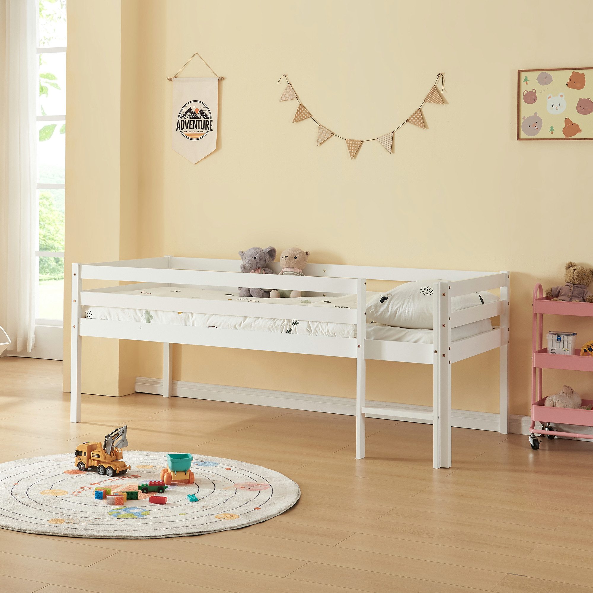 en.casa Kinderbett, »Siikalatva« mit Rausfallschutz 90x200cm günstig online kaufen